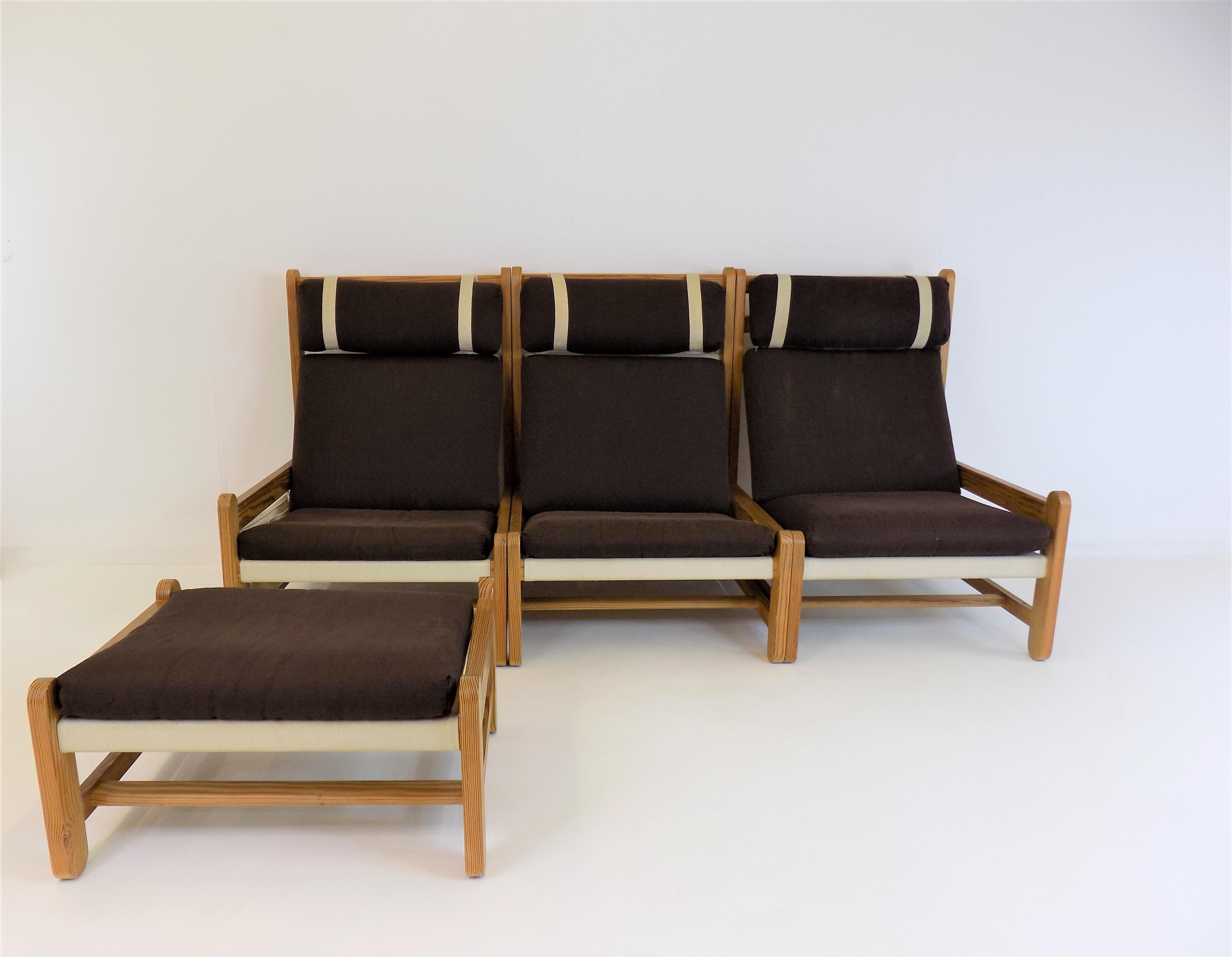 Pine 3 seater modular sofa by Peter Ole Schionning for Niels Eilersen For Sale