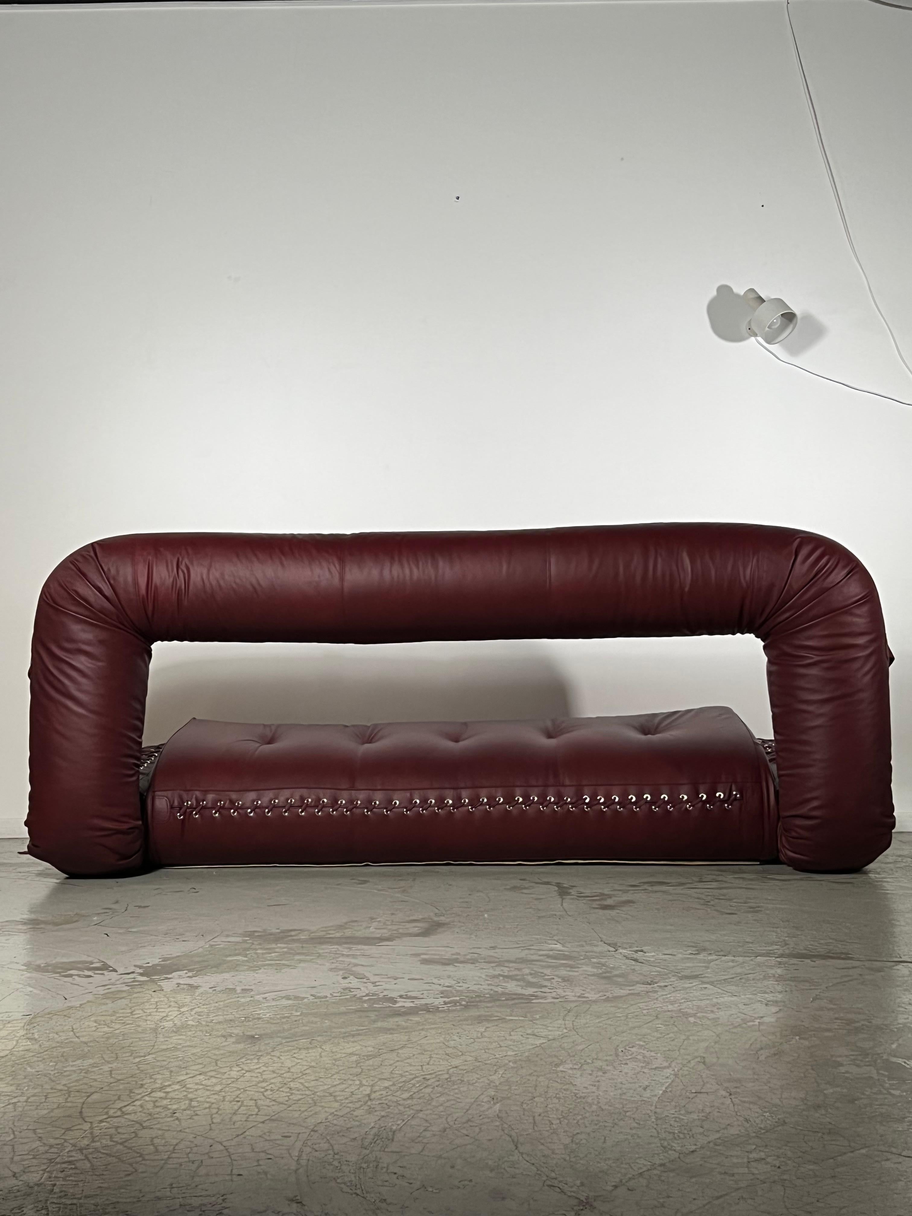 Leather 3-Seater Sofa Anfibio by Alessandro Becchi for Giovannetti Collezioni, 1970s