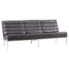 3-Seater Black Leather Horst Brüning Sofa for Kill International, Germany 1960s