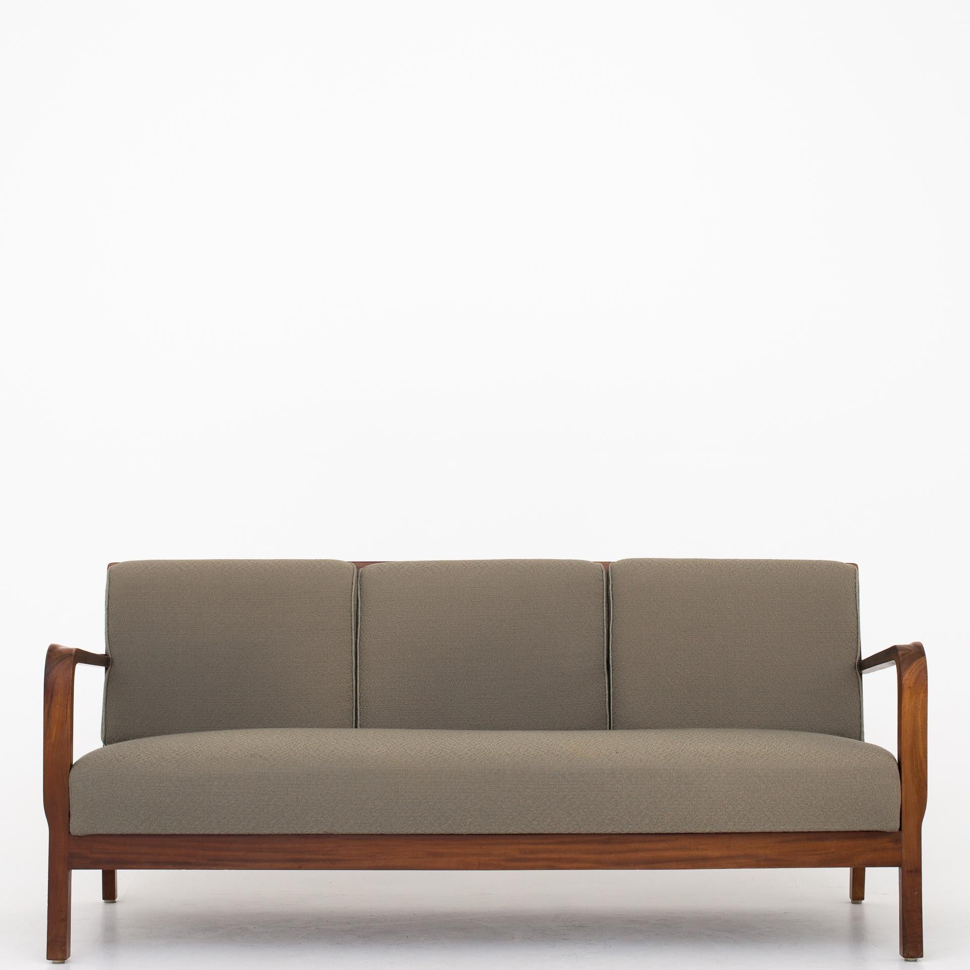 Mahogany 3-Seat Sofa by Tove & Edvard Kindt Larsen