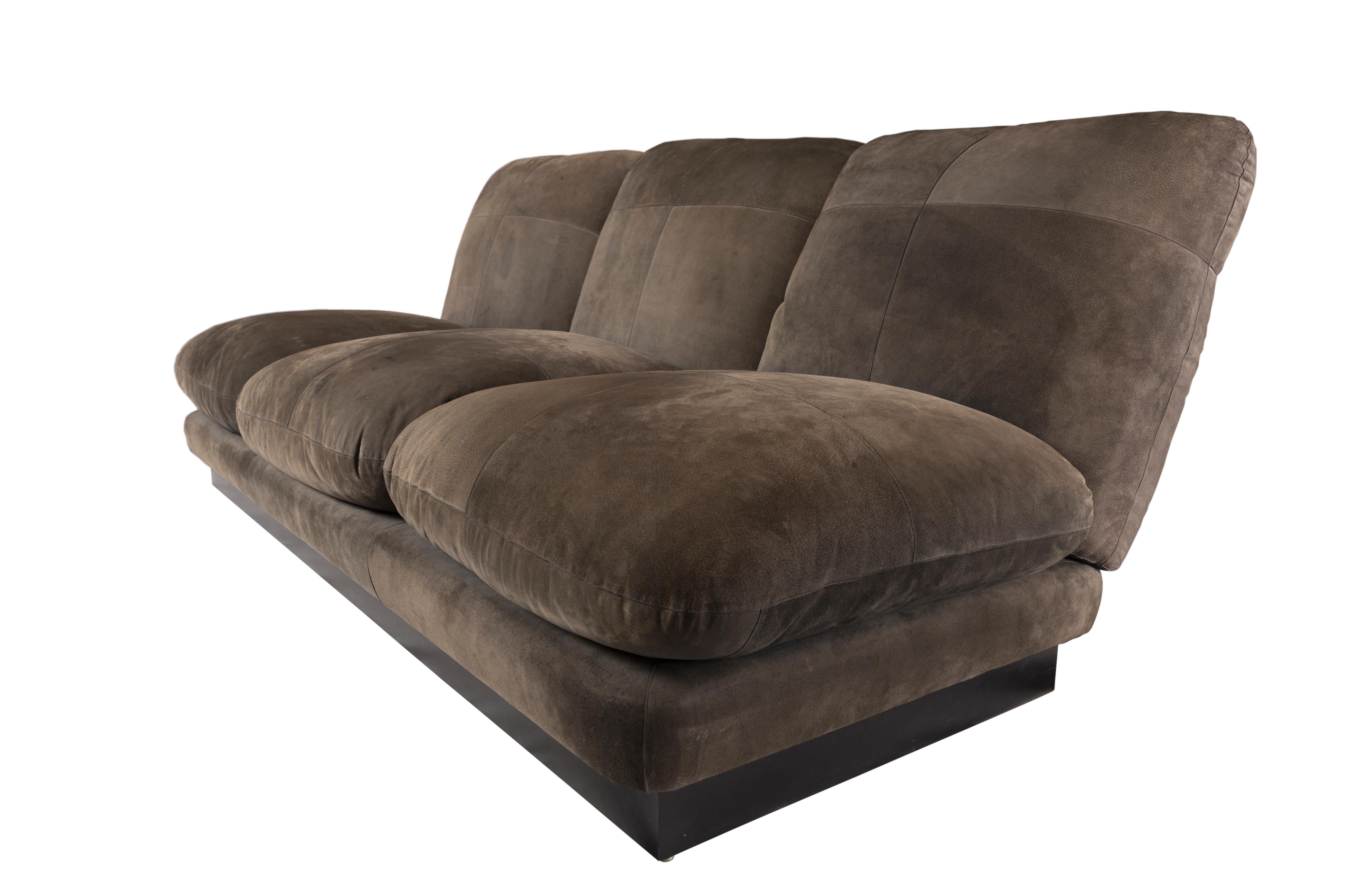 Leather 3-Seat Sofa by Willy Rizzo For Sale