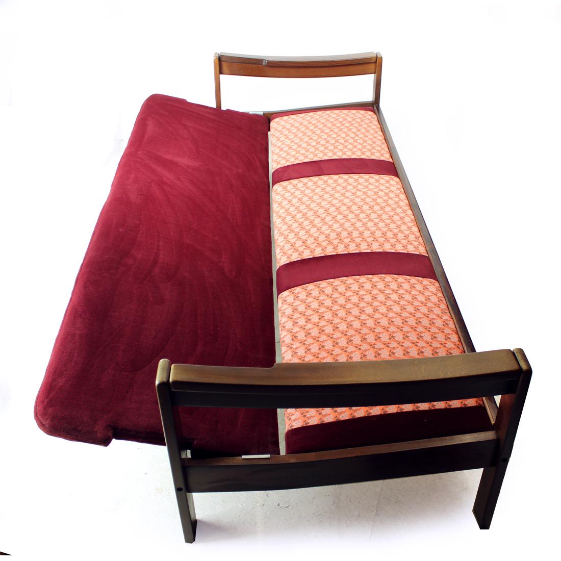 3 Seater Sofa In Beech And Velvet, Hikor Pisek Czechoslovakia 1980s 3
