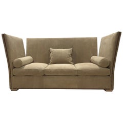 3-Seat Sofa in the Knole Style Upholstered in Brown Suede
