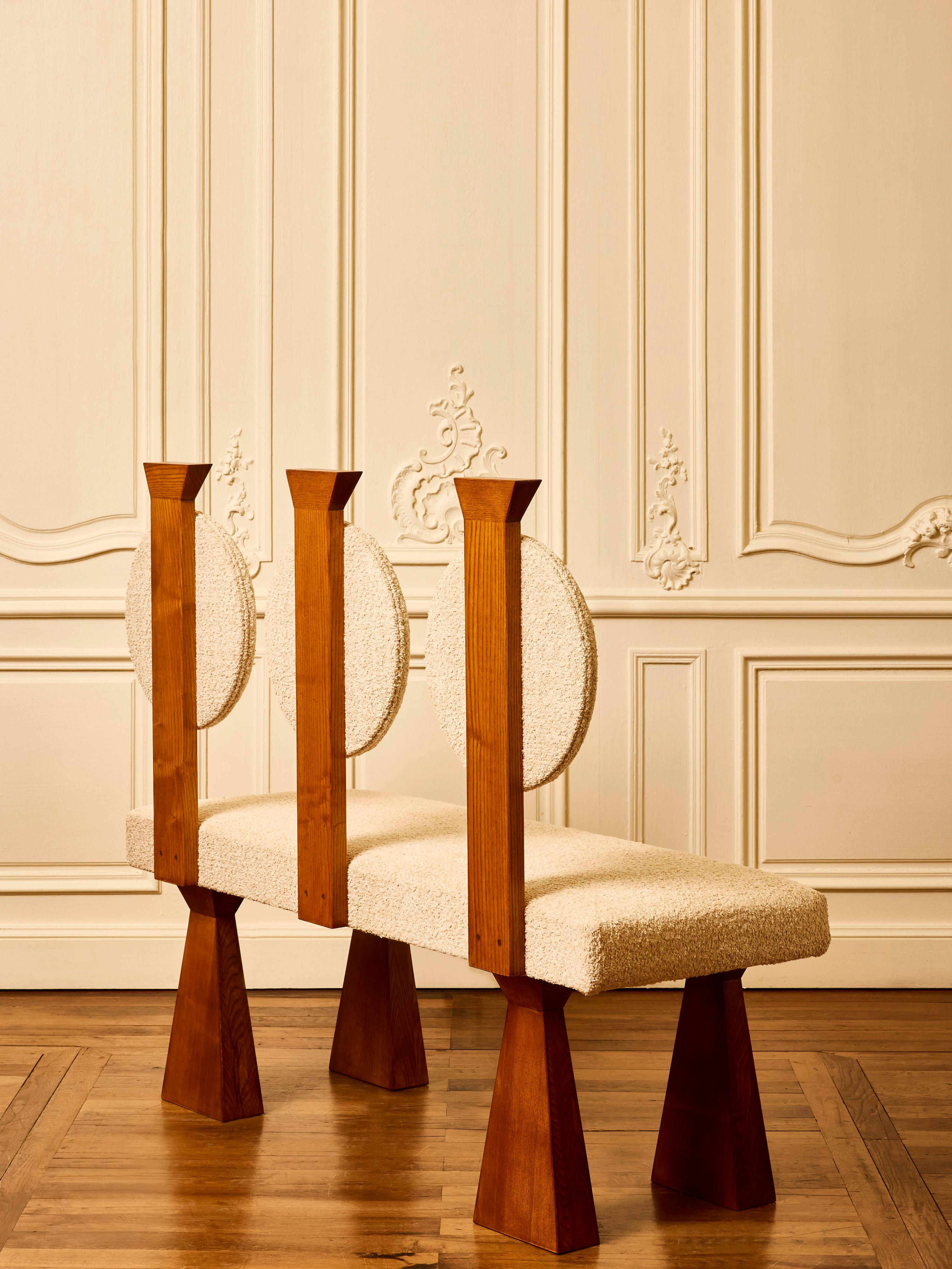 3 seating wooden bench by Studio Glustin In Excellent Condition For Sale In Saint-Ouen (PARIS), FR