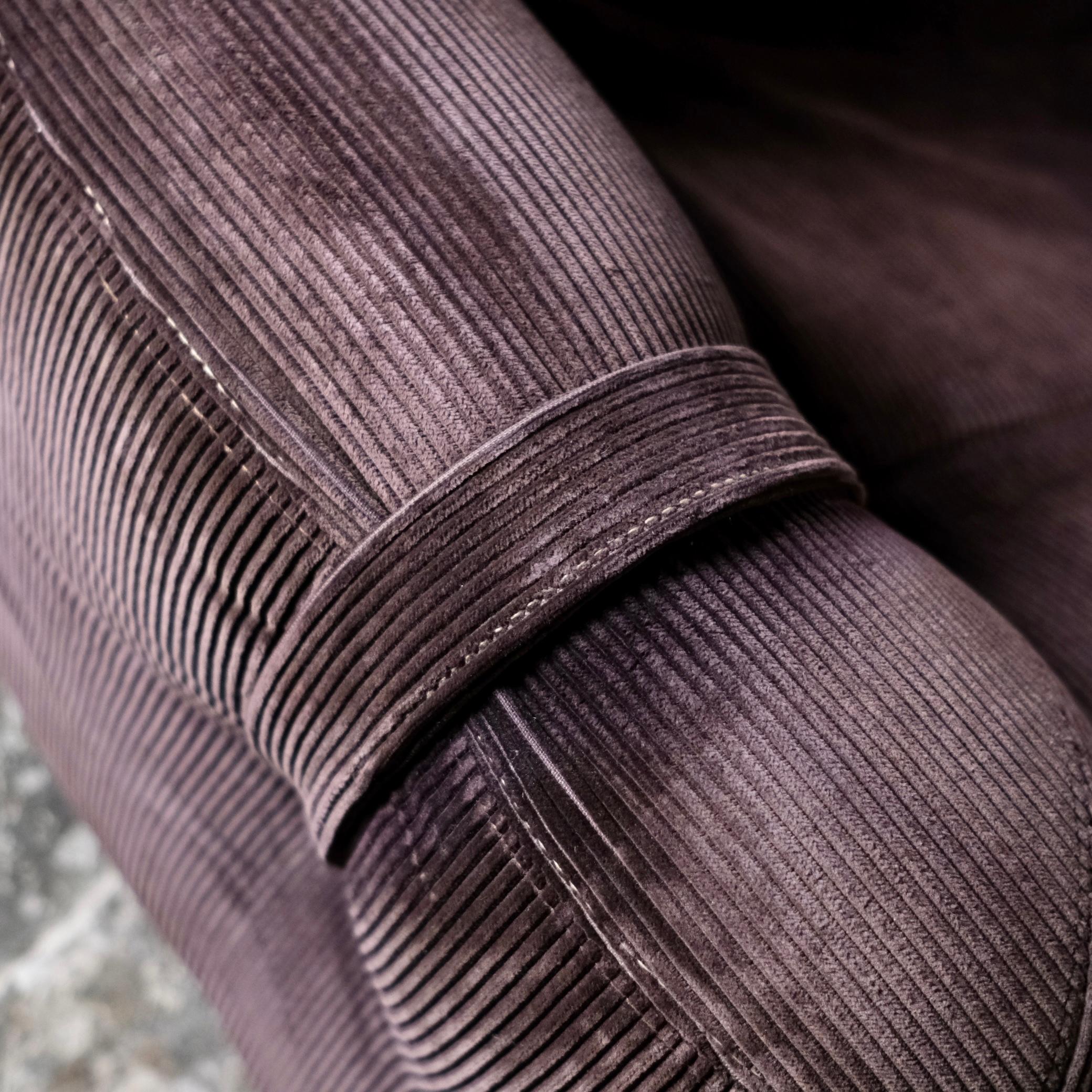Sofá 3 plazas original de pana marrón de Ligne Roset, fabricado en Francia, años 70 5