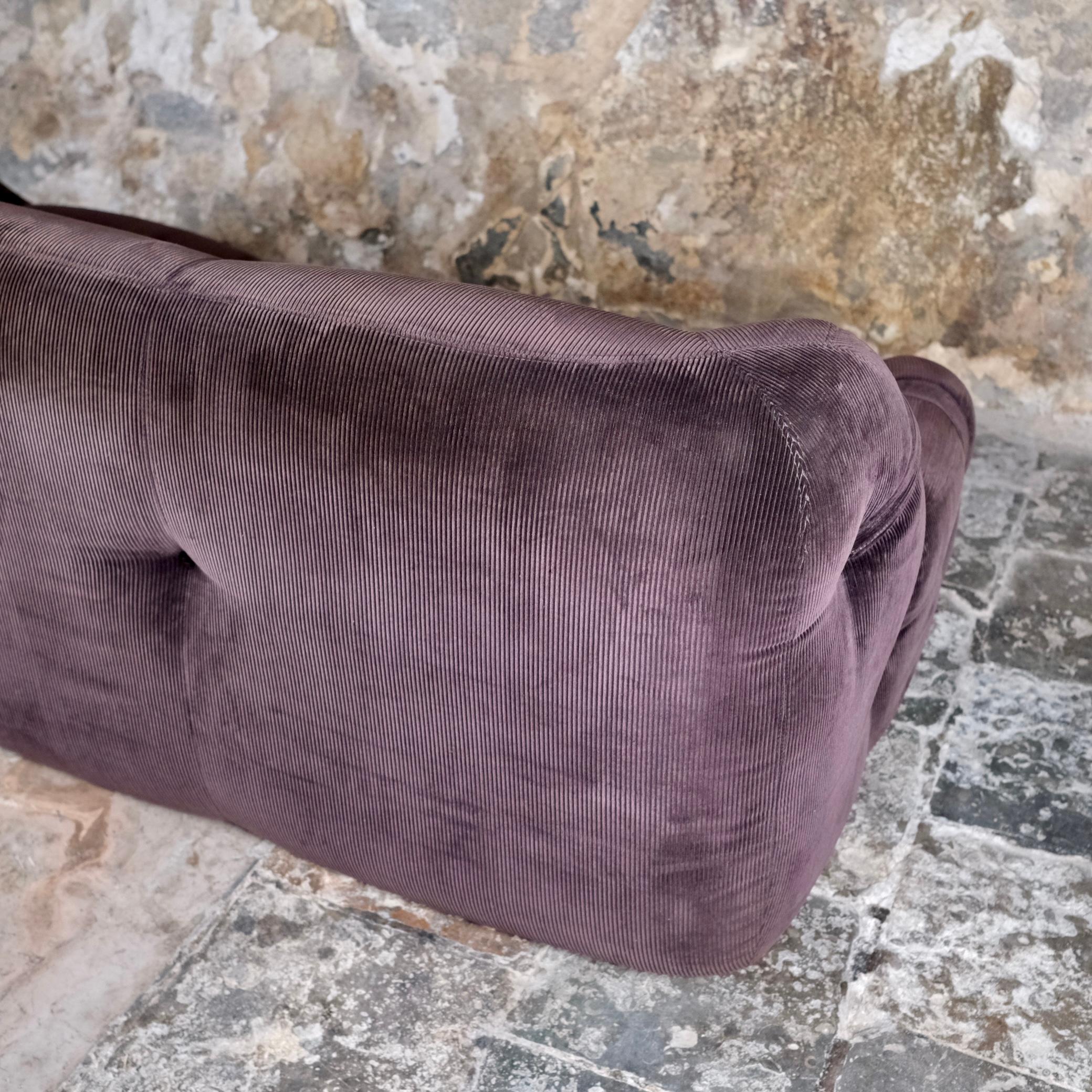 Sofá 3 plazas original de pana marrón de Ligne Roset, fabricado en Francia, años 70 8