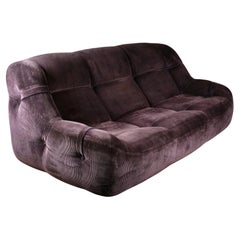 3-seats original brown corduroy sofa by Ligne Roset, made in France, 1970s