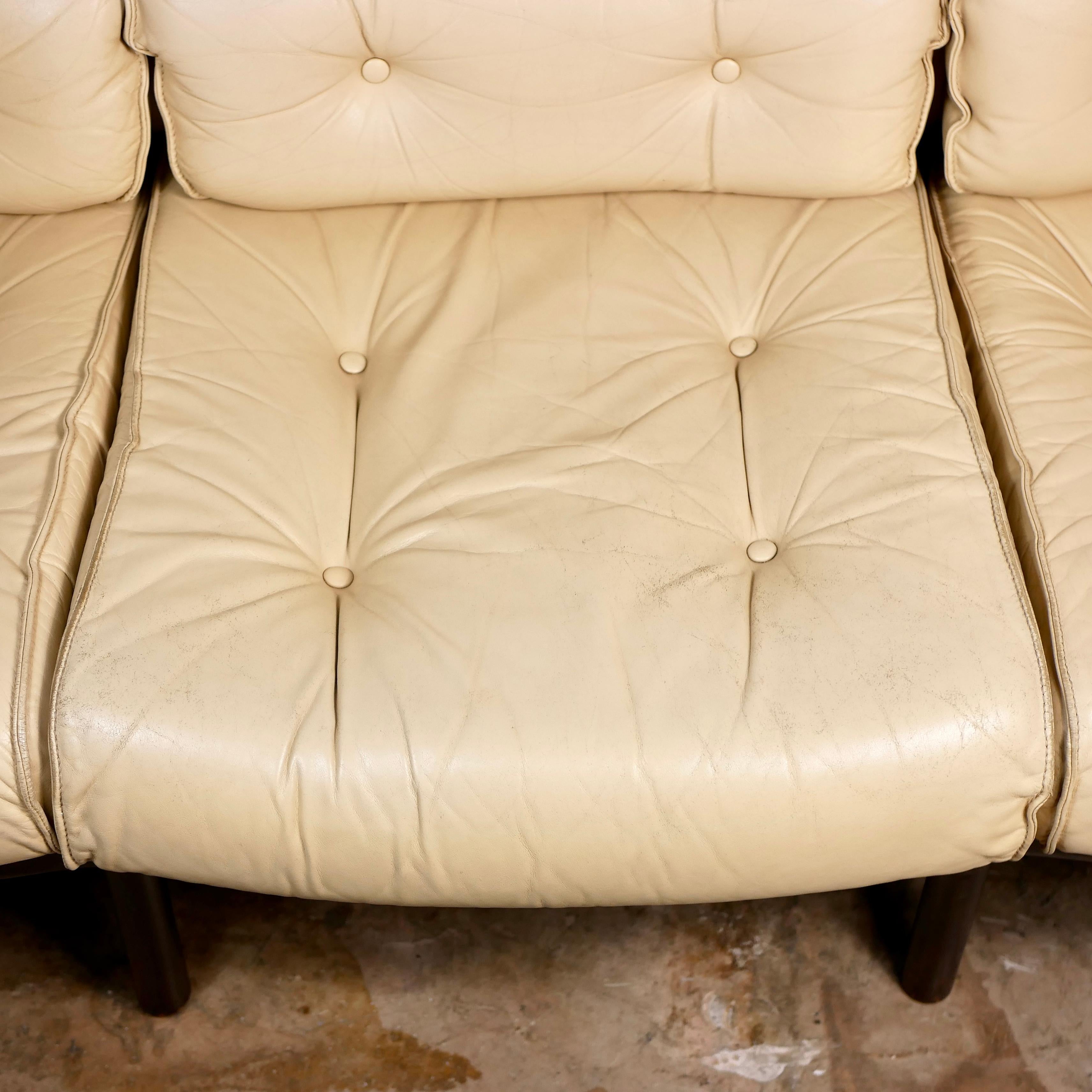 3-seats scandinavian leather sofa by Sven Ellekaer for Coja, 1970s 3
