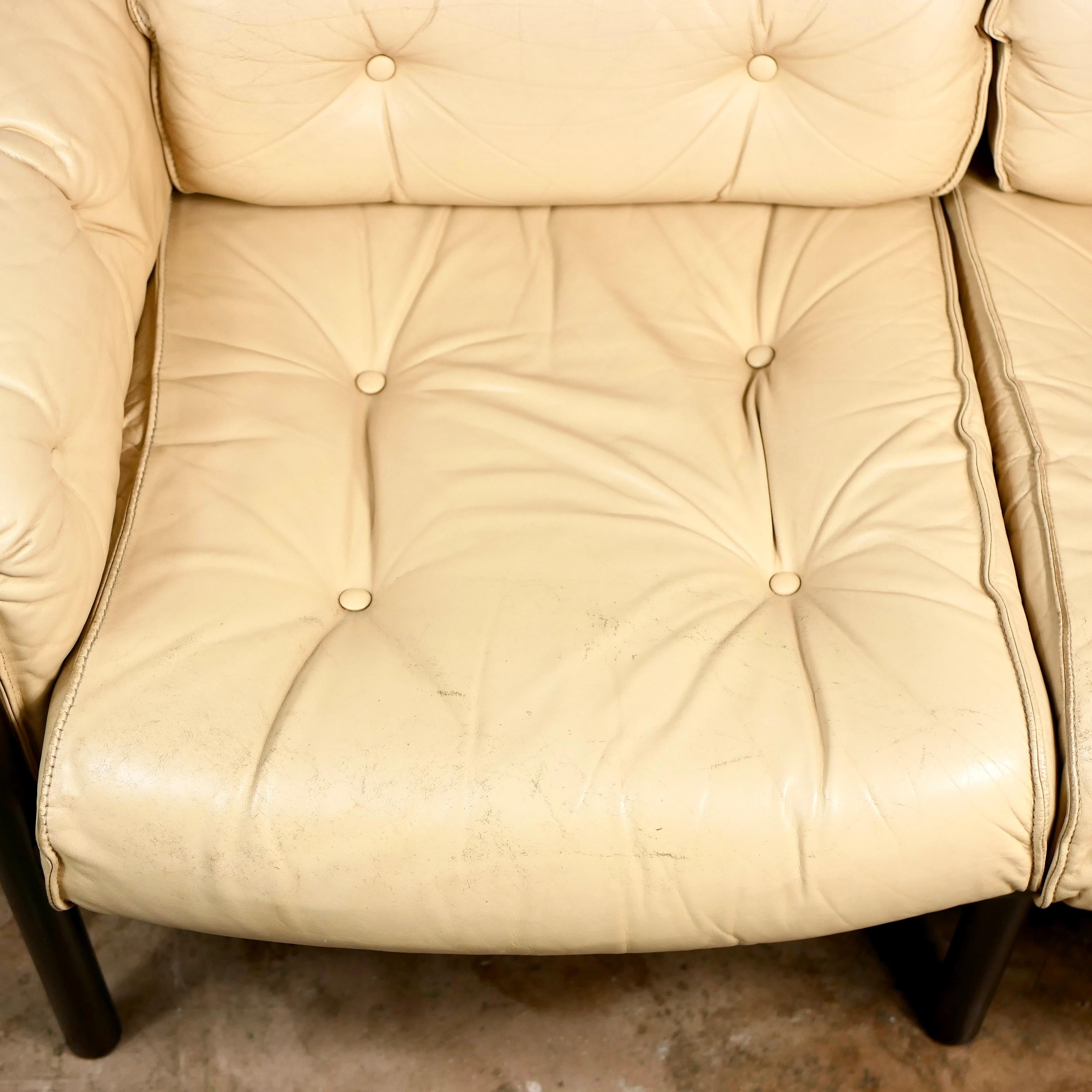 3-seats scandinavian leather sofa by Sven Ellekaer for Coja, 1970s 4