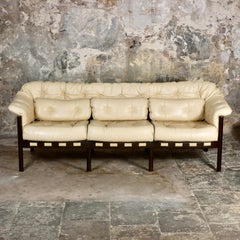 3-seats scandinavian leather sofa by Sven Ellekaer for Coja, 1970s