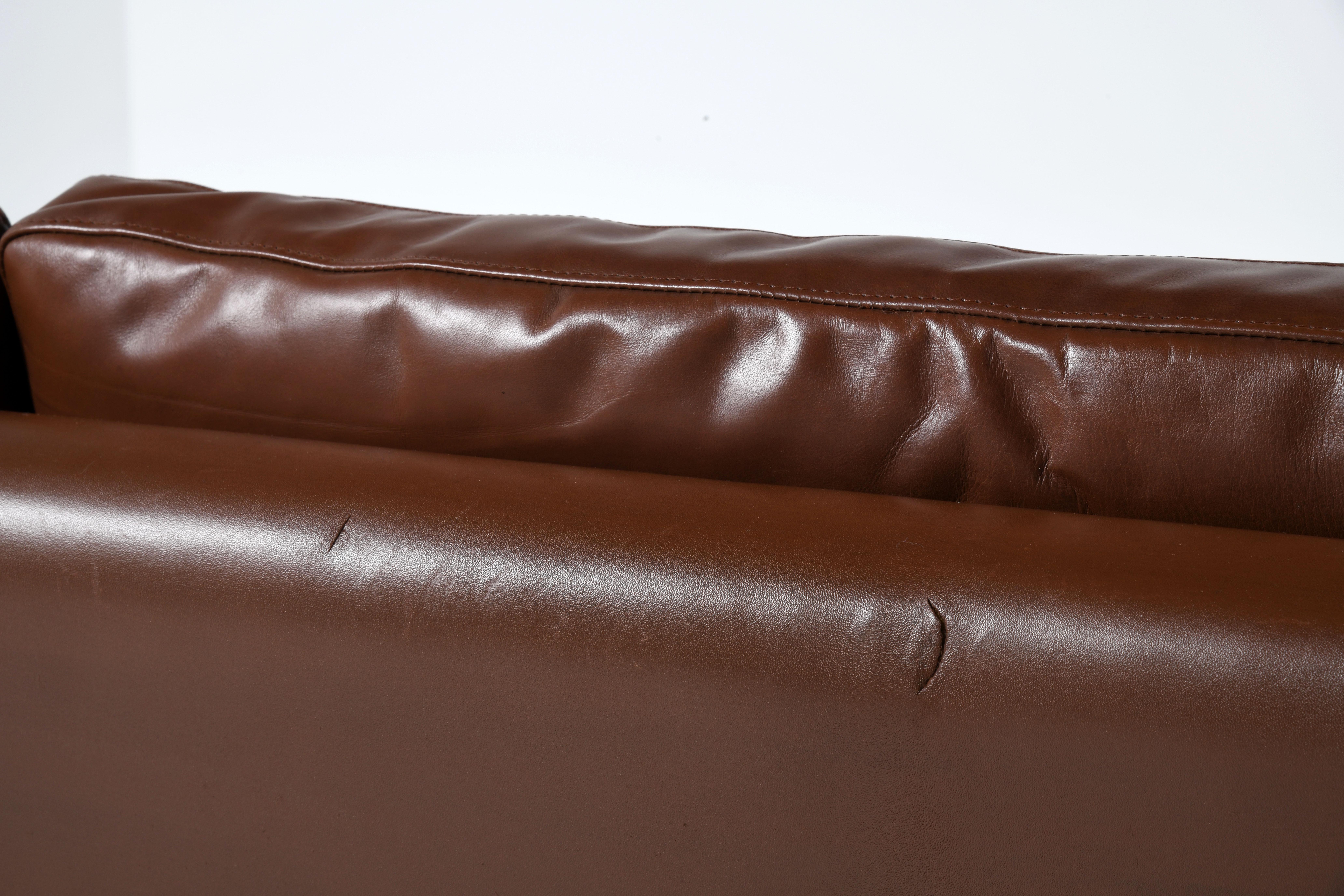 3 seats sofa brown leather JH 803 design by Hans Wegner for Johannes Hansen 70s 13