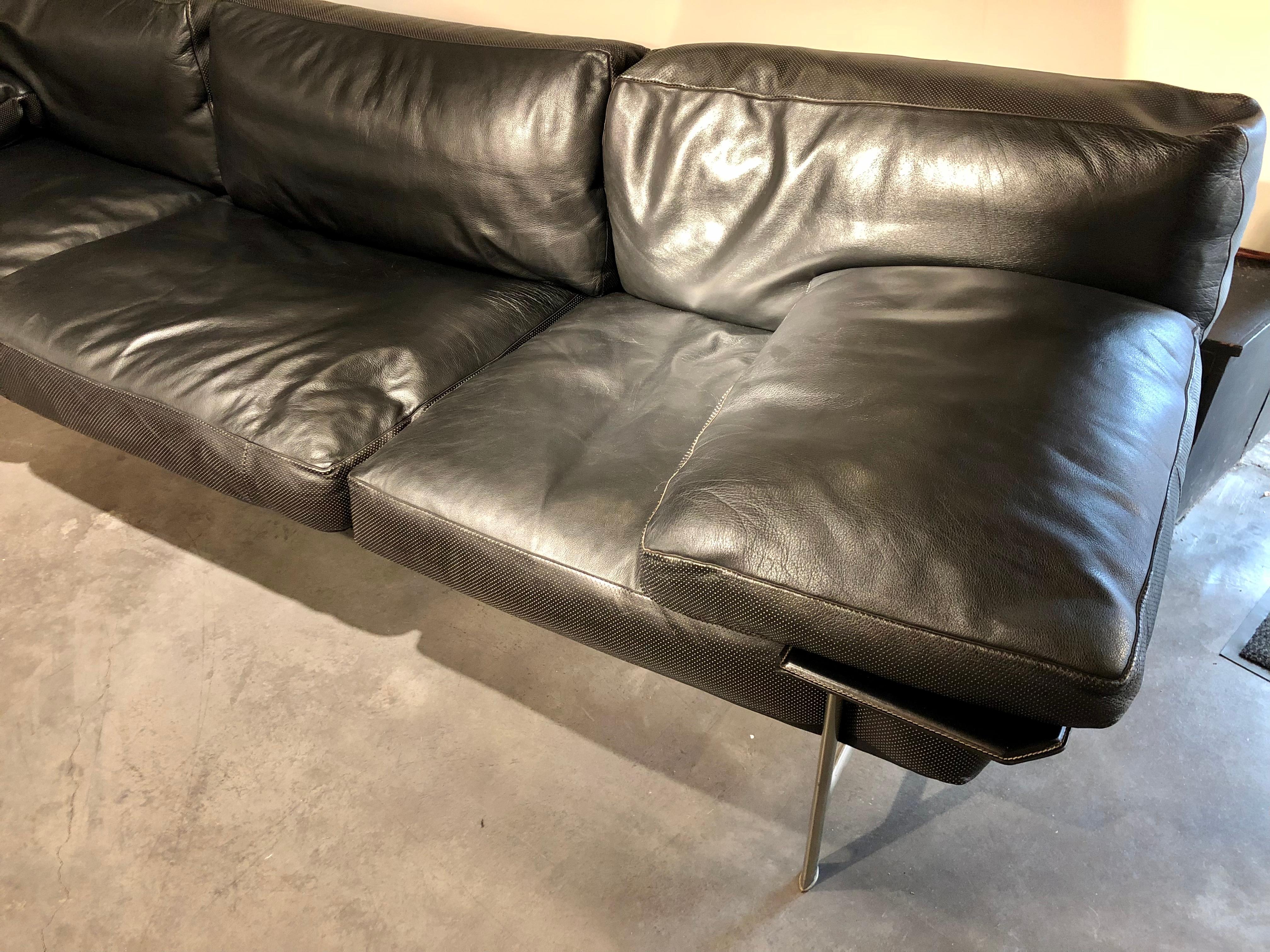 Metal  leather Sofa 3 seaters Diesis by Antonio Citterio for BB italia