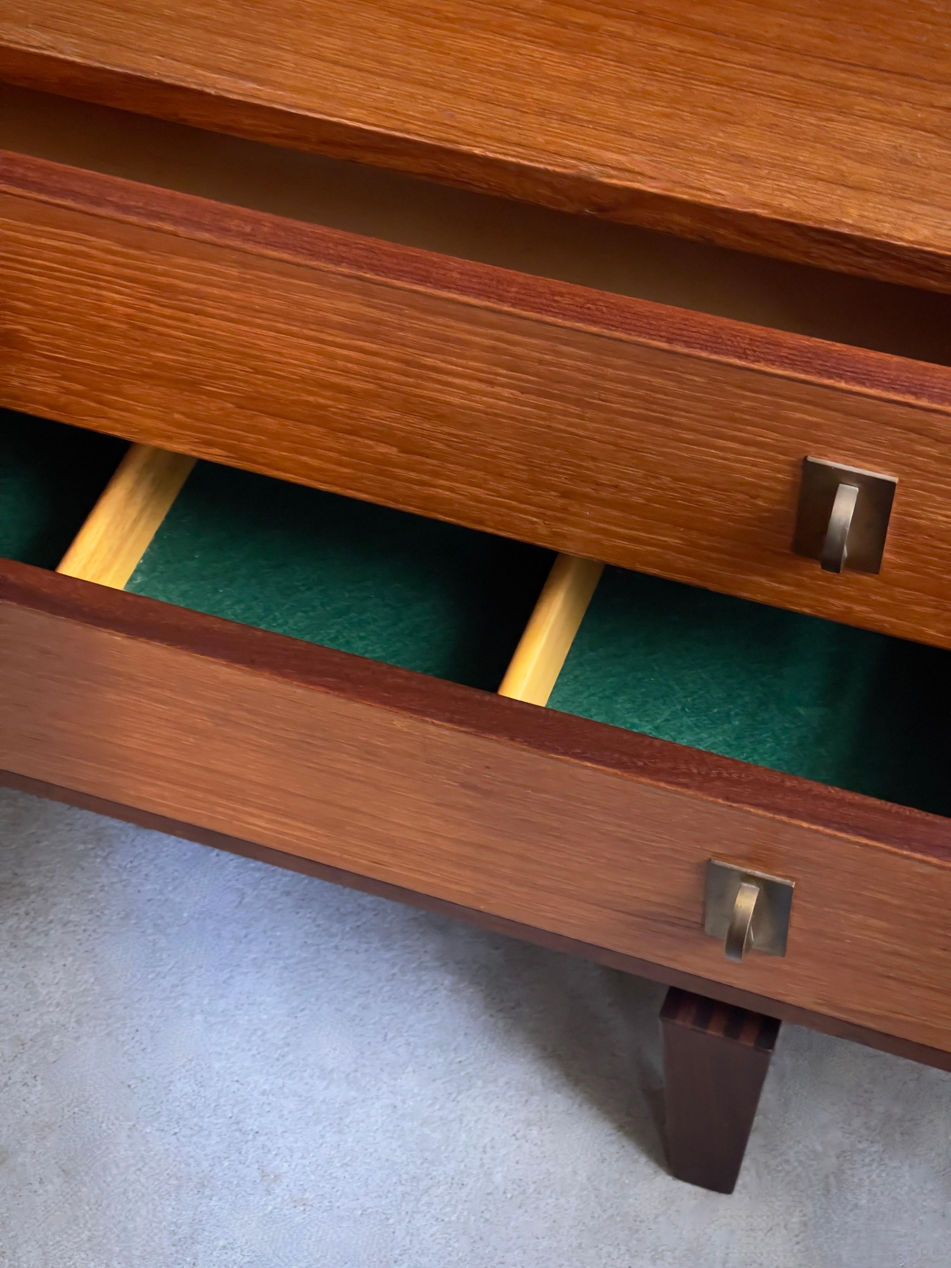 3 section Danish Modular library / chest of drawers in teak with brass handles 3