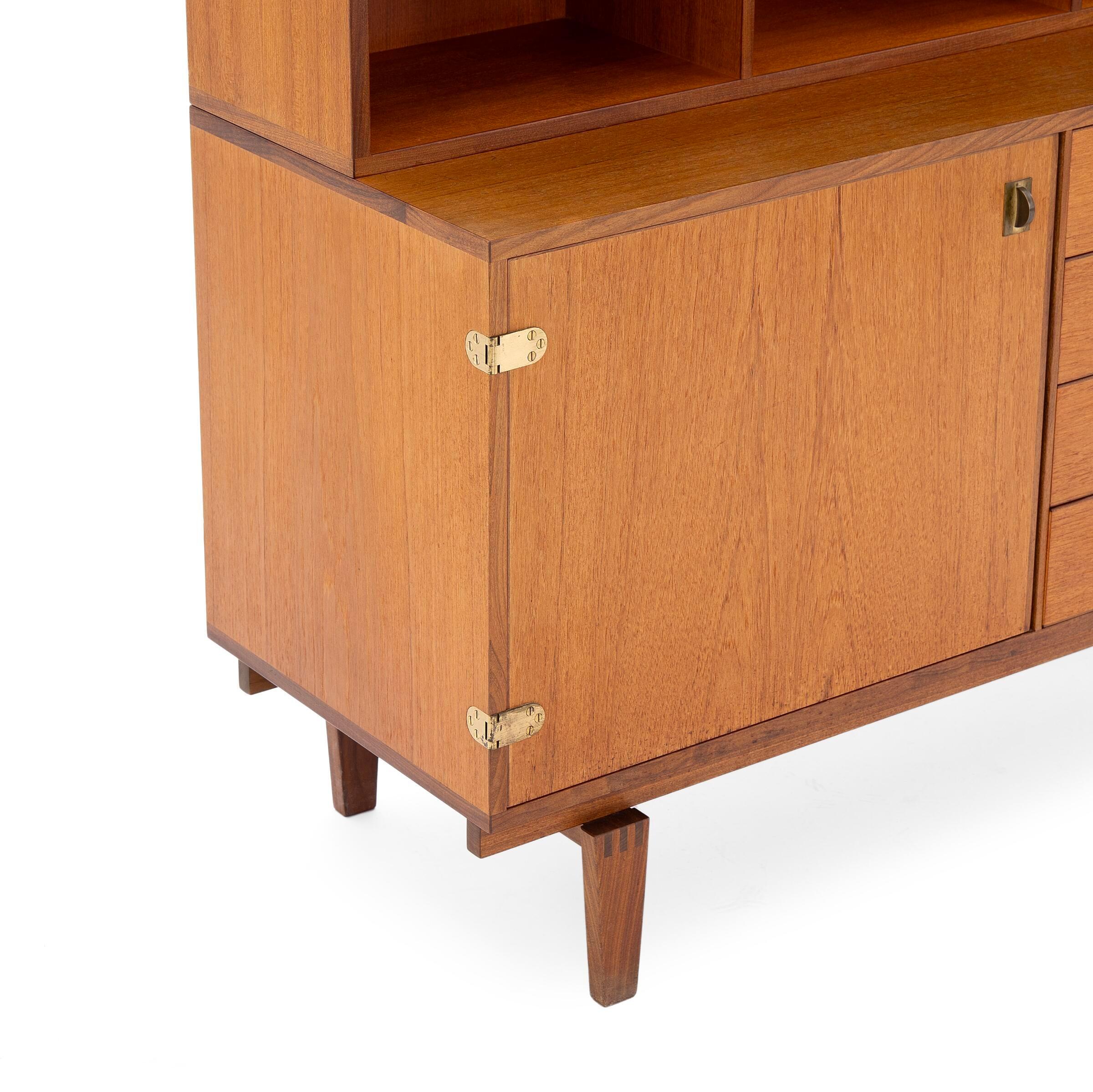 Teak 3 section Danish Modular library / chest of drawers in teak with brass handles