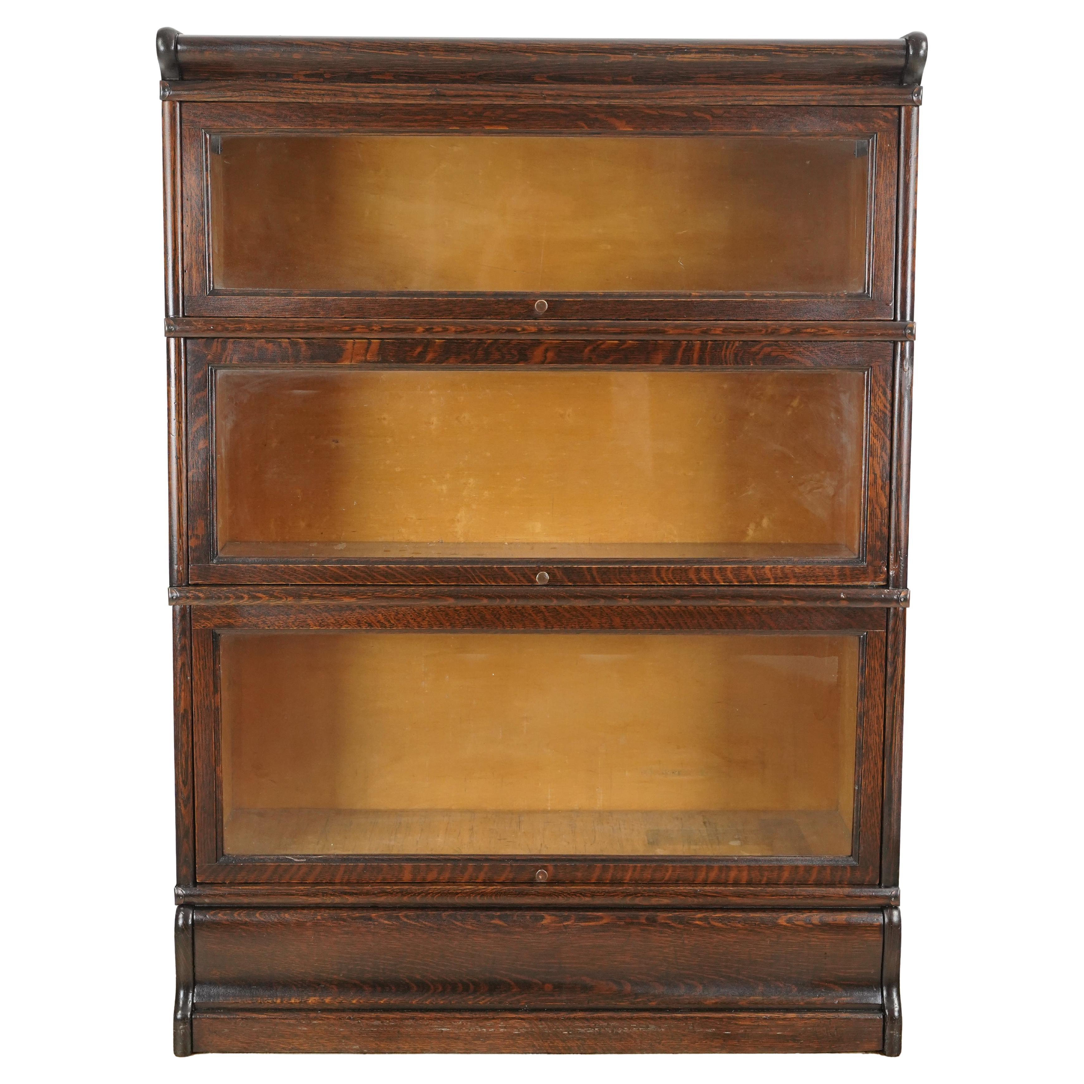 3 Section Quartersawn Oak Barrister Bookcase