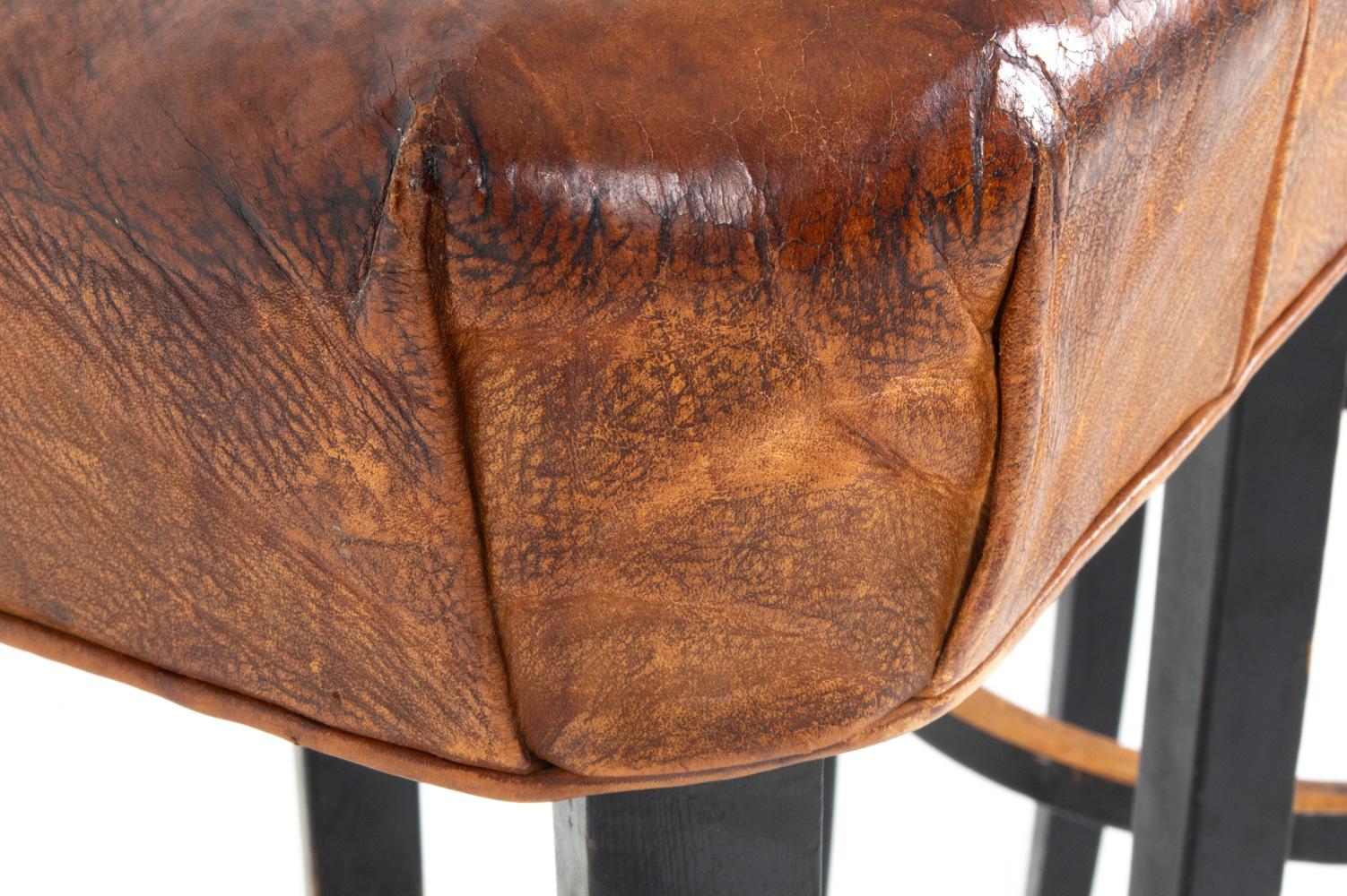 (3) Set of Beech and Leather Stools In The Style of Michael Thonet, C. 1930'S For Sale 6
