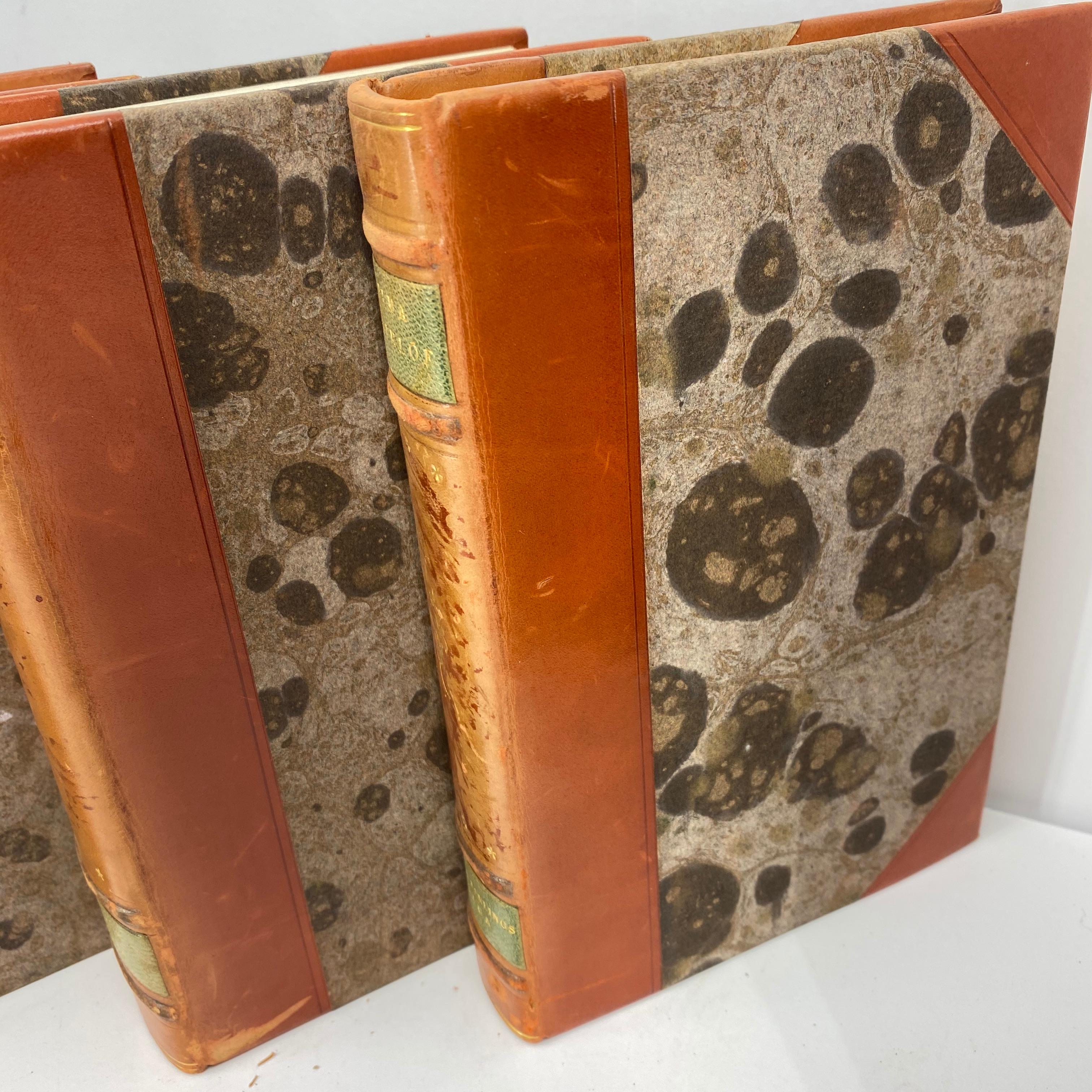 3 Sets of Swedish Vintage Leather Backed Books, Early 20th Century 10