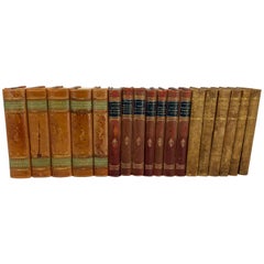 3 Sets of Swedish Antique Leather Backed Books, Early 20th Century