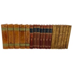 3 Sets of Swedish Antique Leather Backed Books, Early 20th Century