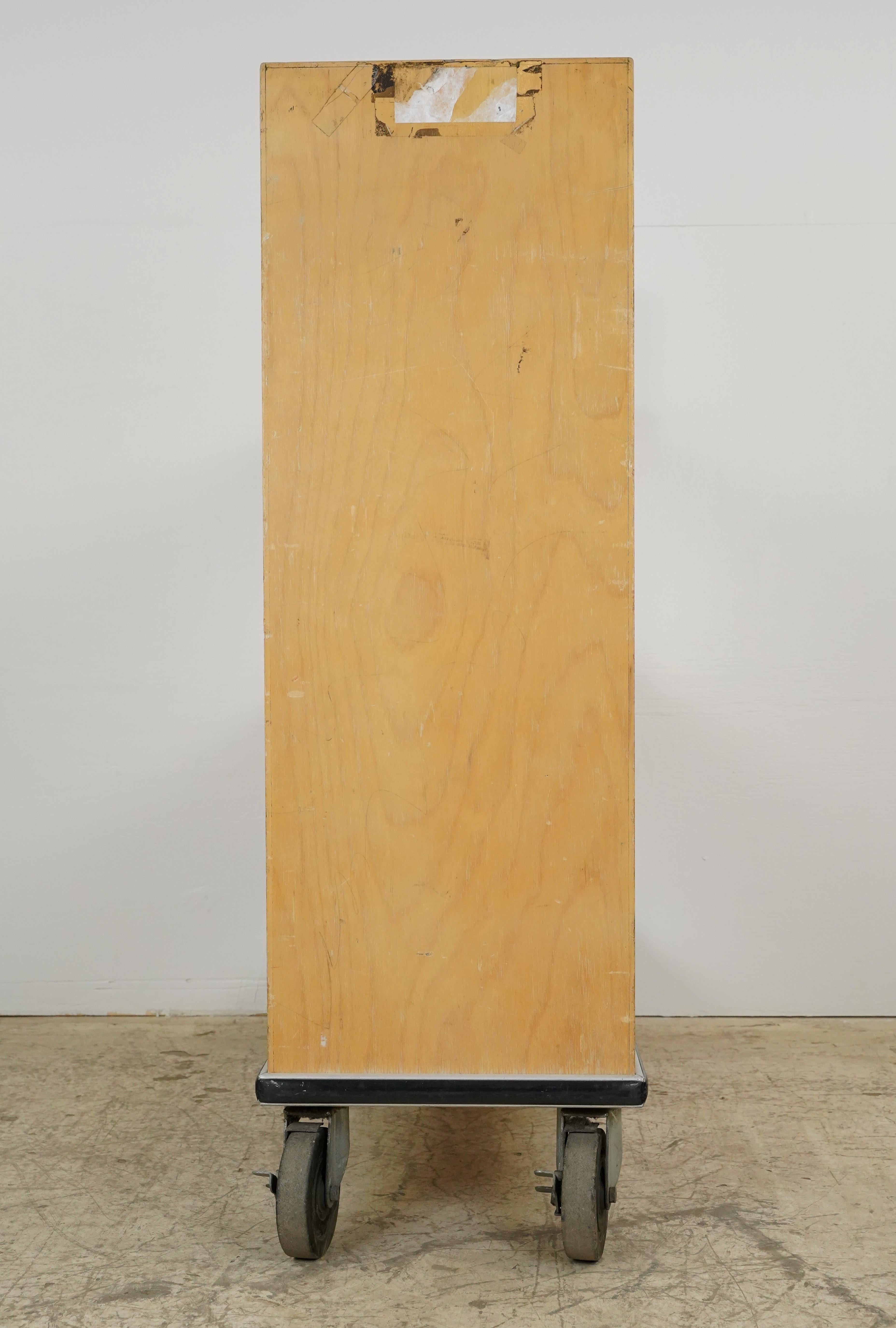 20th Century 3 Shelf Rolling Maple Library Book Cart For Sale