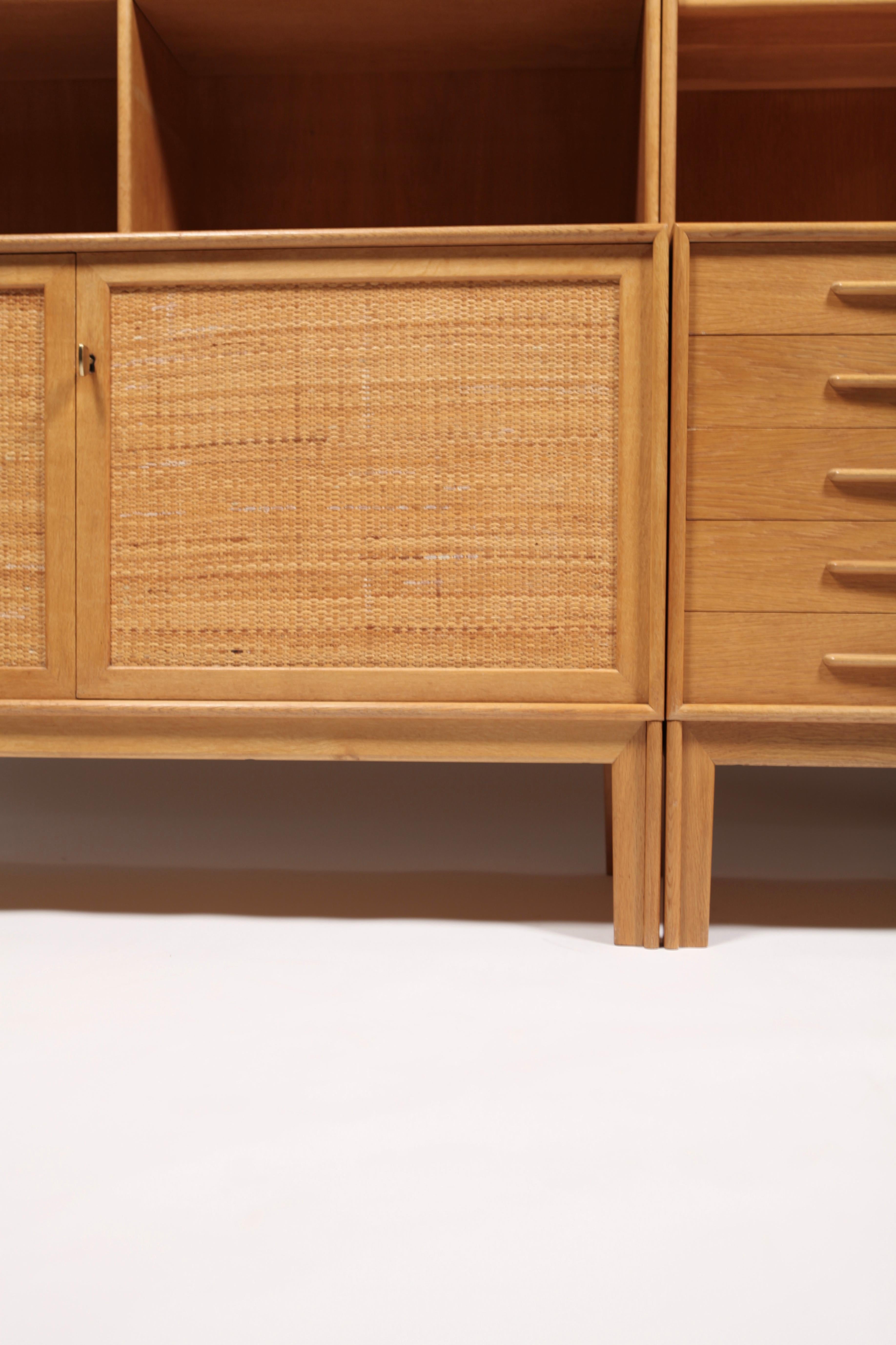 3 Sideboards with Bookcases in Oak and Cane by Alf Svensson, 1963 3