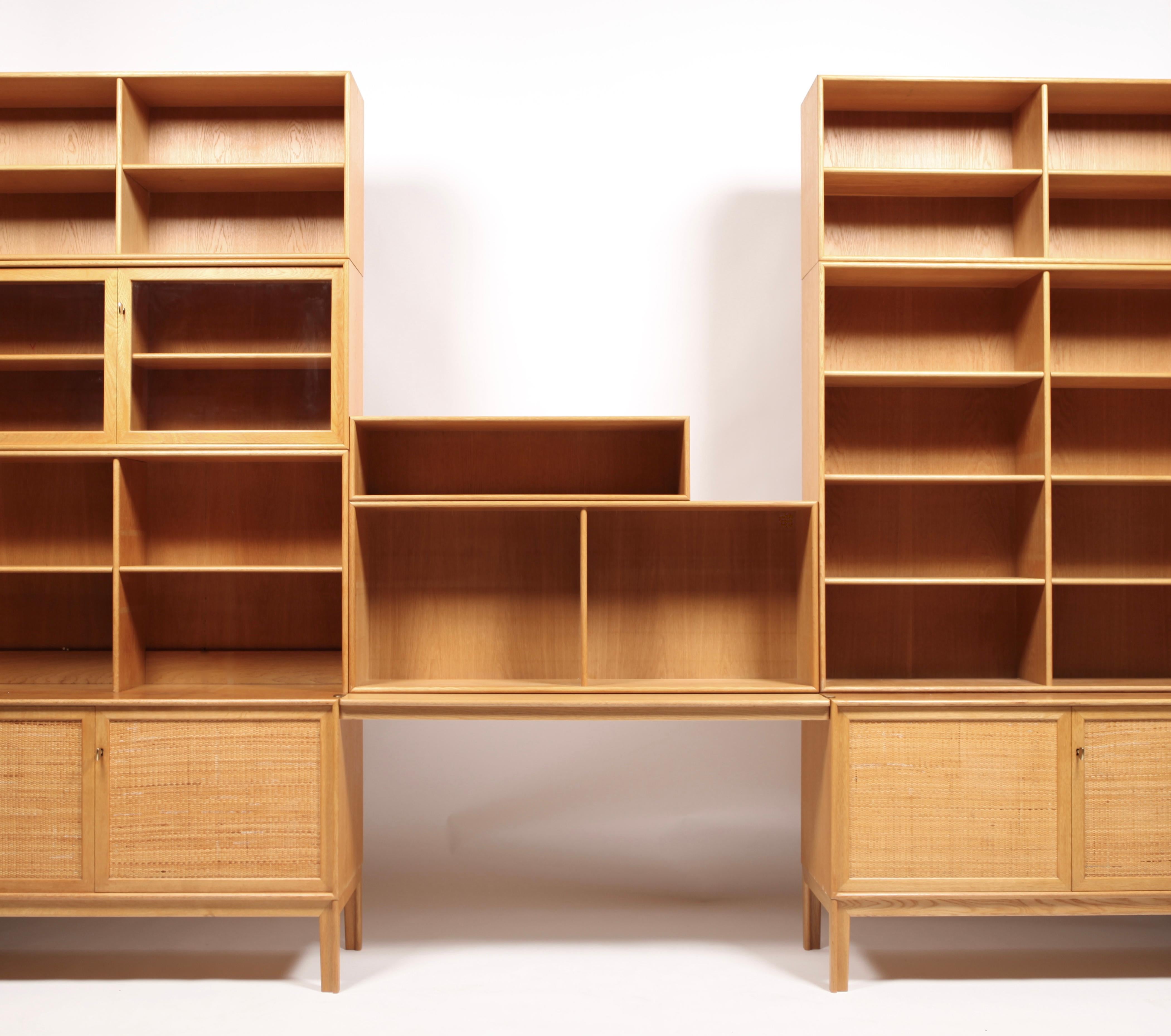3 Sideboards with Bookcases in Oak and Cane by Alf Svensson, 1963 6
