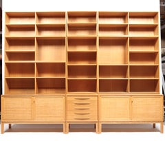 3 Sideboards with Bookcases in Oak and Cane by Alf Svensson, 1963