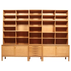 3 Sideboards with Bookcases in Oak and Cane by Alf Svensson, 1963