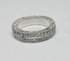 3 sided Diamond 2-Row Pave Eternity Ring Total Weight 2.10 Carat