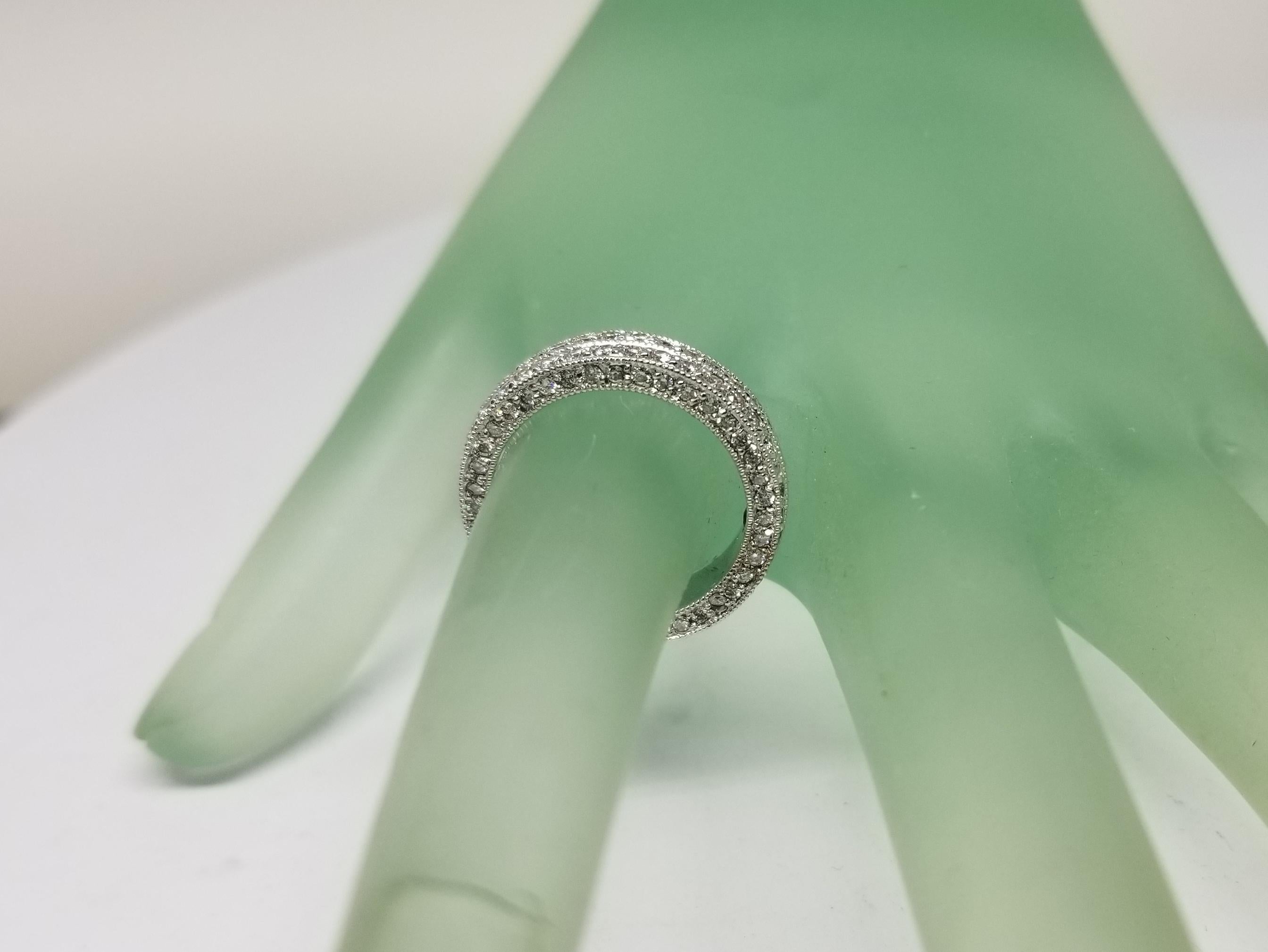 3 sided Diamond 2-Row Pave Eternity Ring Total Weight 2.10 Carat In New Condition For Sale In Los Angeles, CA