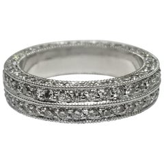 3 sided Diamond 2-Row Pave Eternity Ring Total Weight 2.10 Carat