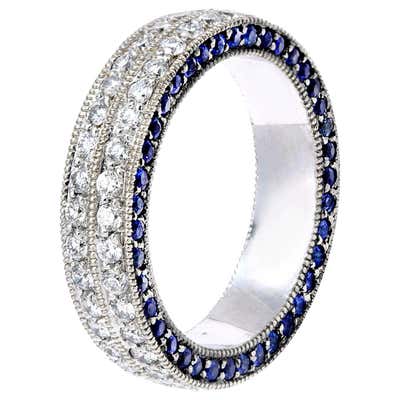 Blue Nile Platinum Sapphire and Diamond Ring For Sale at 1stDibs | blue ...