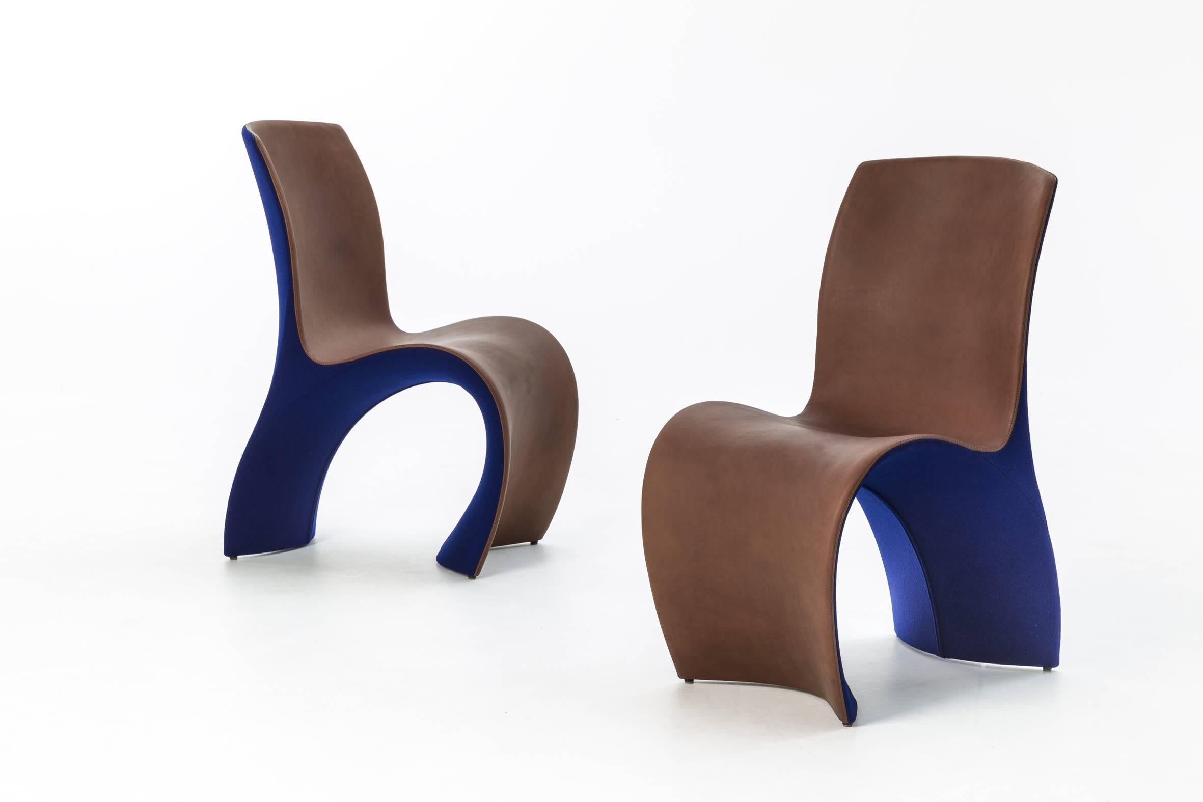 3 Skin Soft chair by Ron Arad upholstered in fabric or leather for Moroso. 

Moroso 3 Skin Soft by Ron Arad. 

The re-introduction of the three Skin chair by Ron Arad, this time in an upholstered version. The curved architectural lines are now