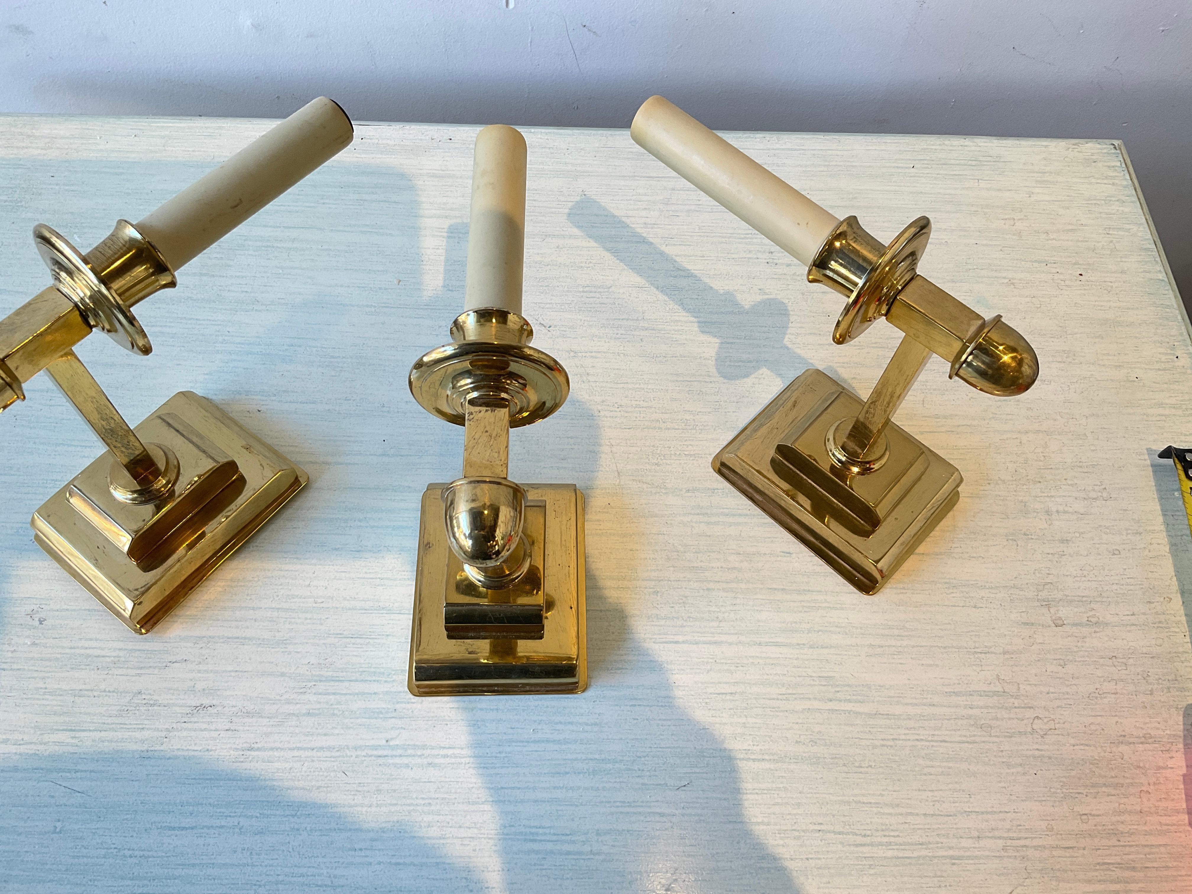 3 solid brass small sconces. Has original wiring, needs rewiring.
Price is 200 per sconce.