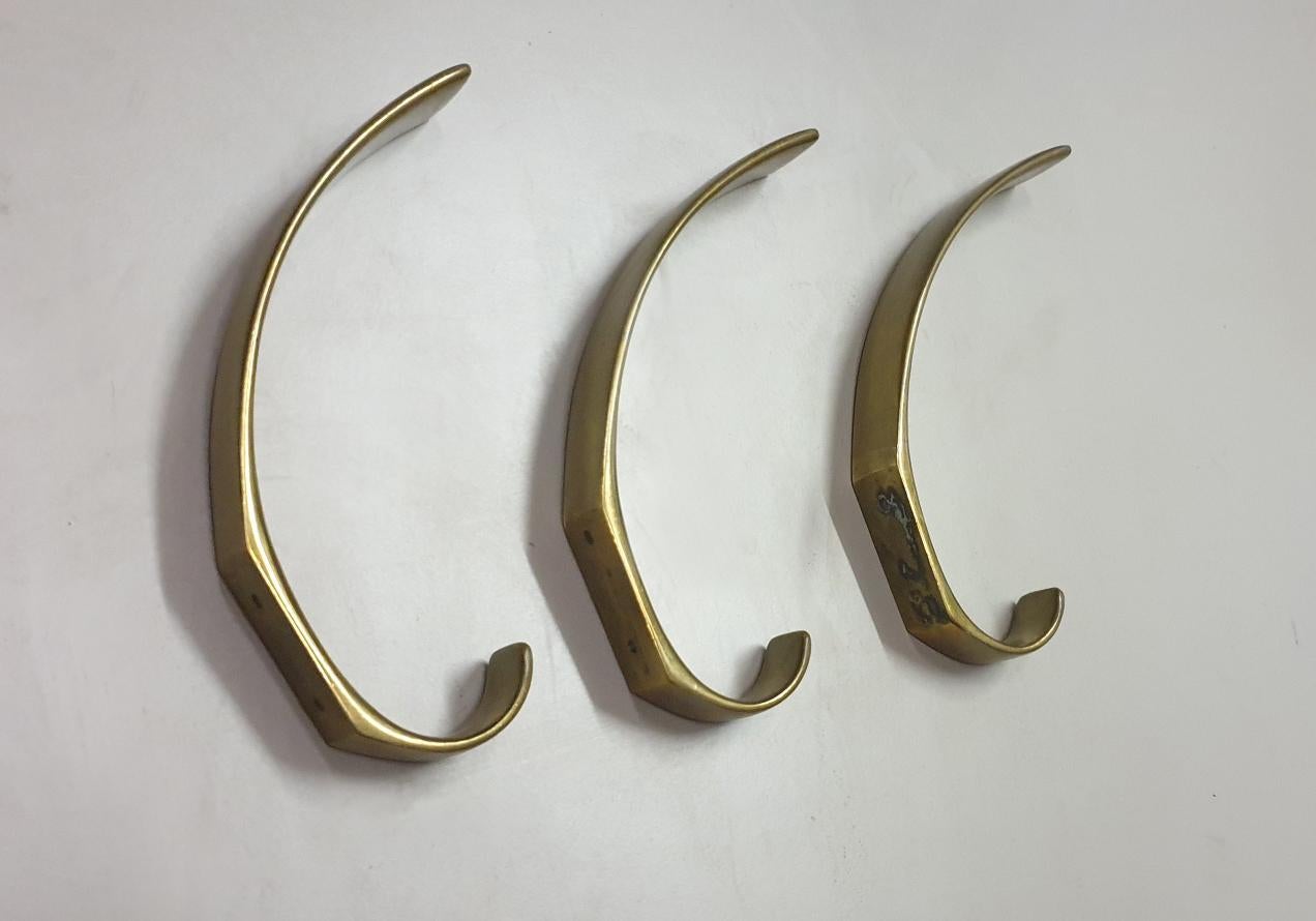 3 wall hooks,
Hertha Baller,
Austria, 1950
Solid brass.