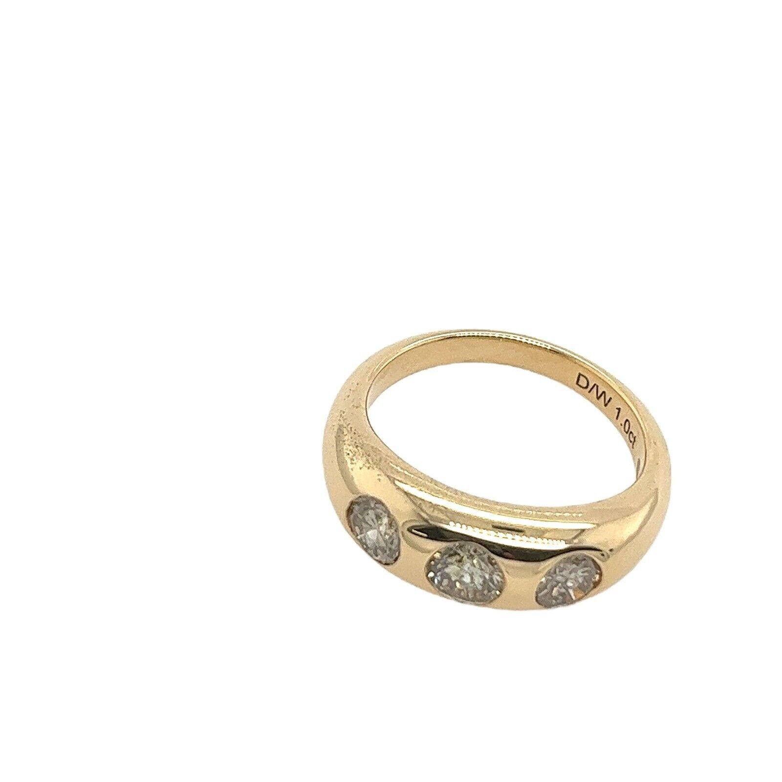 Women's 3-Sone Diamond Rub Over Ring Set with Diamonds in 18ct Yellow Gold