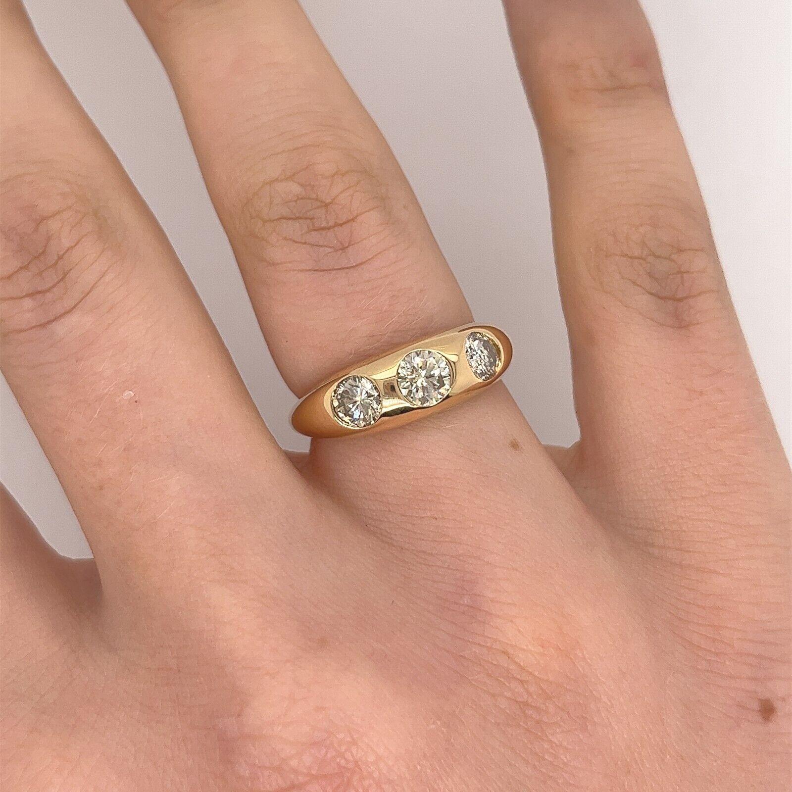 3-Sone Diamond Rub Over Ring Set with Diamonds in 18ct Yellow Gold 2