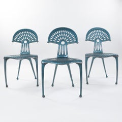 3 Spanish Turquise Aluminium Vintage Chairs by Oscar Tusquets Blanca 1980s