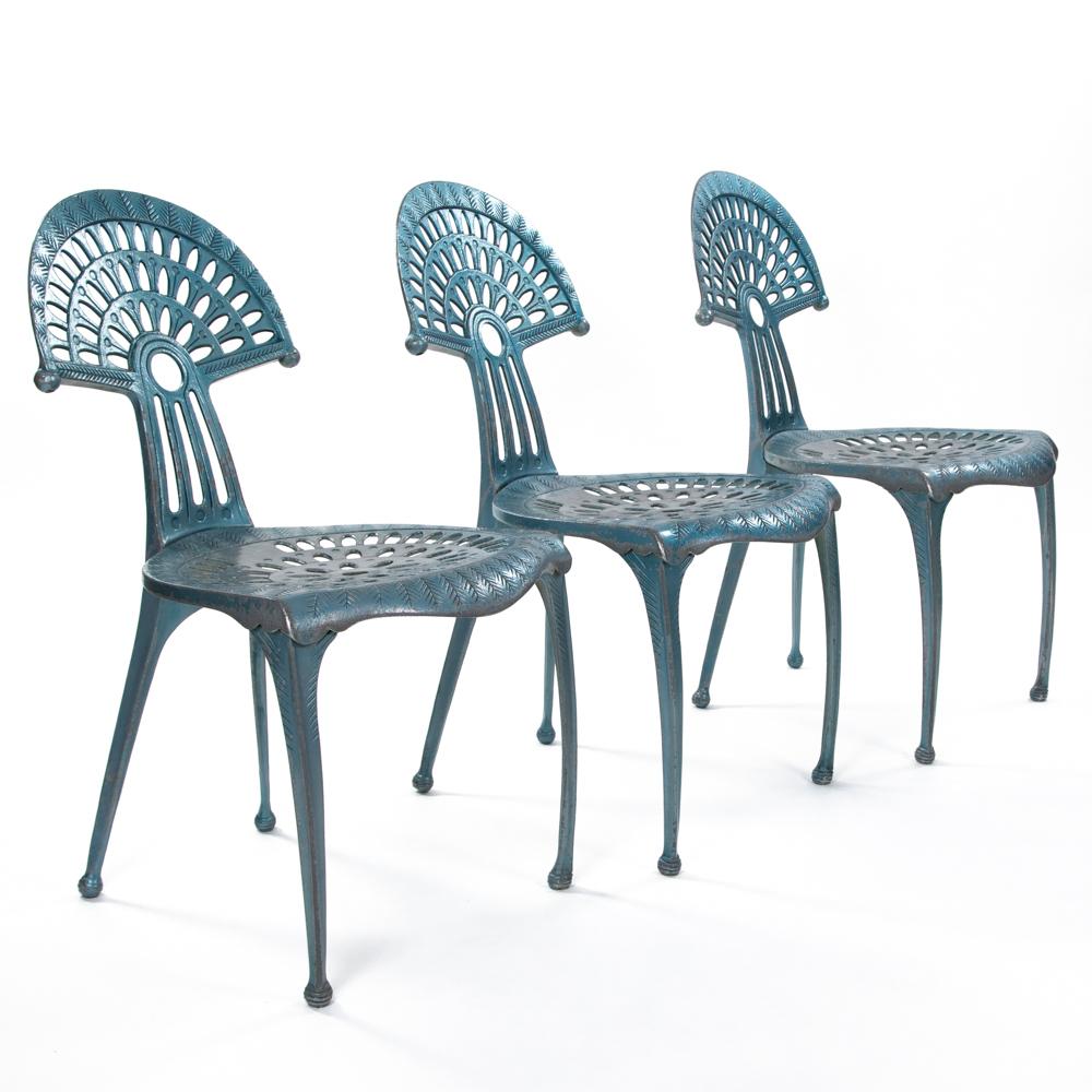Mid-Century Modern 3 Spanish Turquise Aluminium Vintage Chairs by Oscar Tusquets Blanca 1980s For Sale