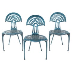 3 Spanish Turquise Aluminium Vintage Chairs by Oscar Tusquets Blanca 1980s