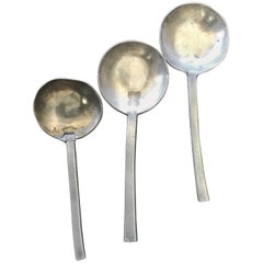 Antique 3 Spoons Early 18th Century in Pewter Tin