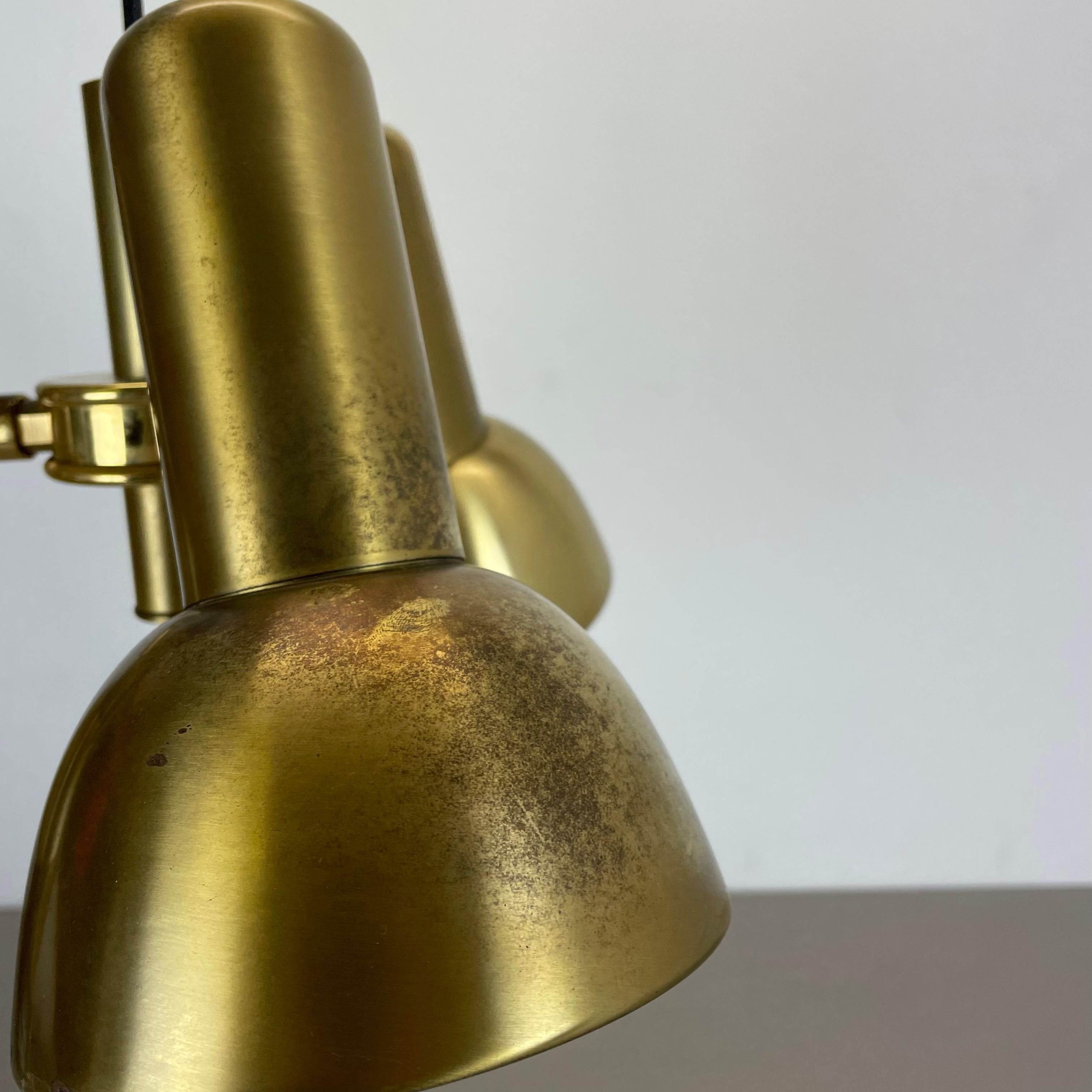 3-Spot Brass Tone Hanging Light Koch and Lowy Style OMI Lighting, Germany, 1970 For Sale 8