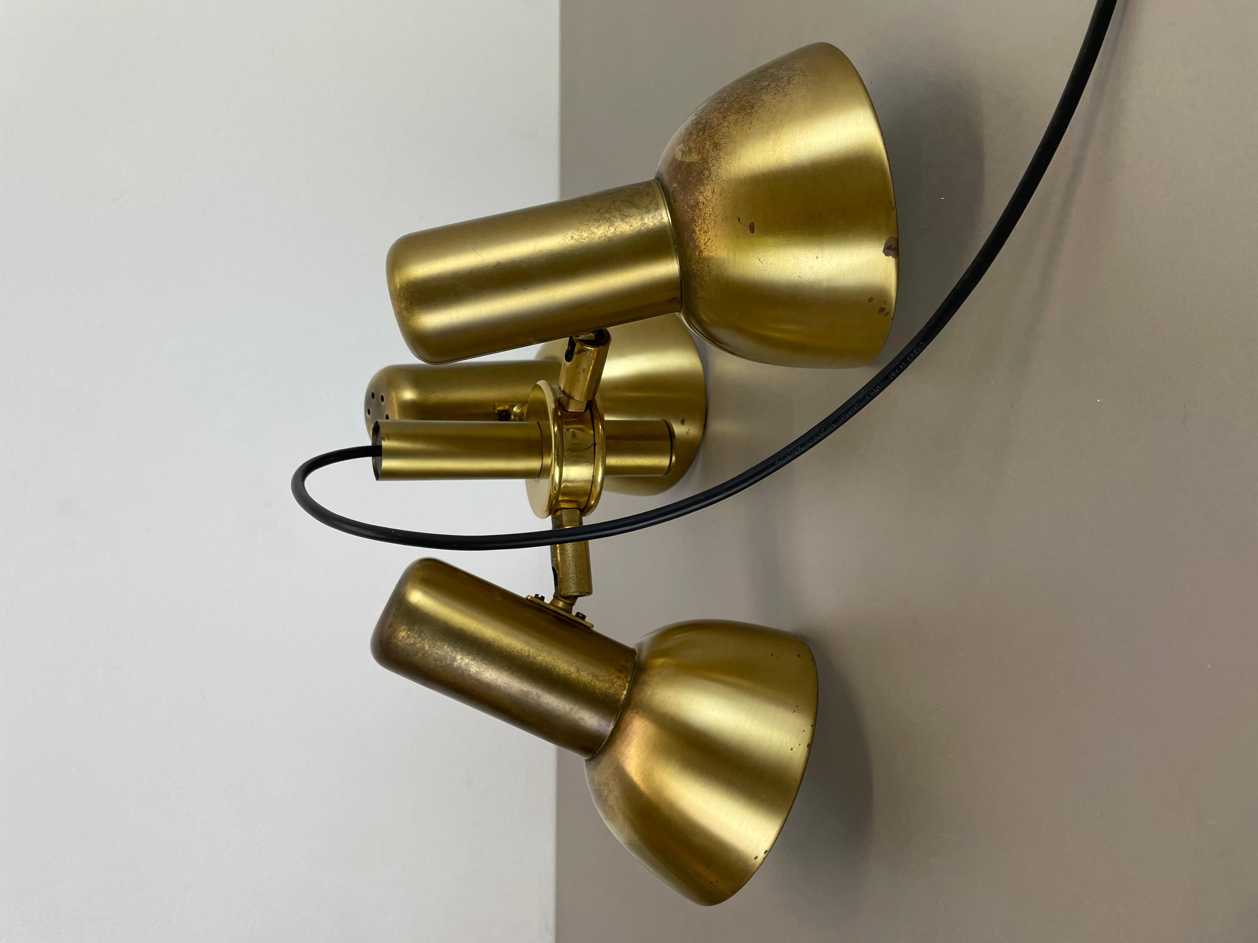 3-Spot Brass Tone Hanging Light Koch and Lowy Style OMI Lighting, Germany, 1970 For Sale 12
