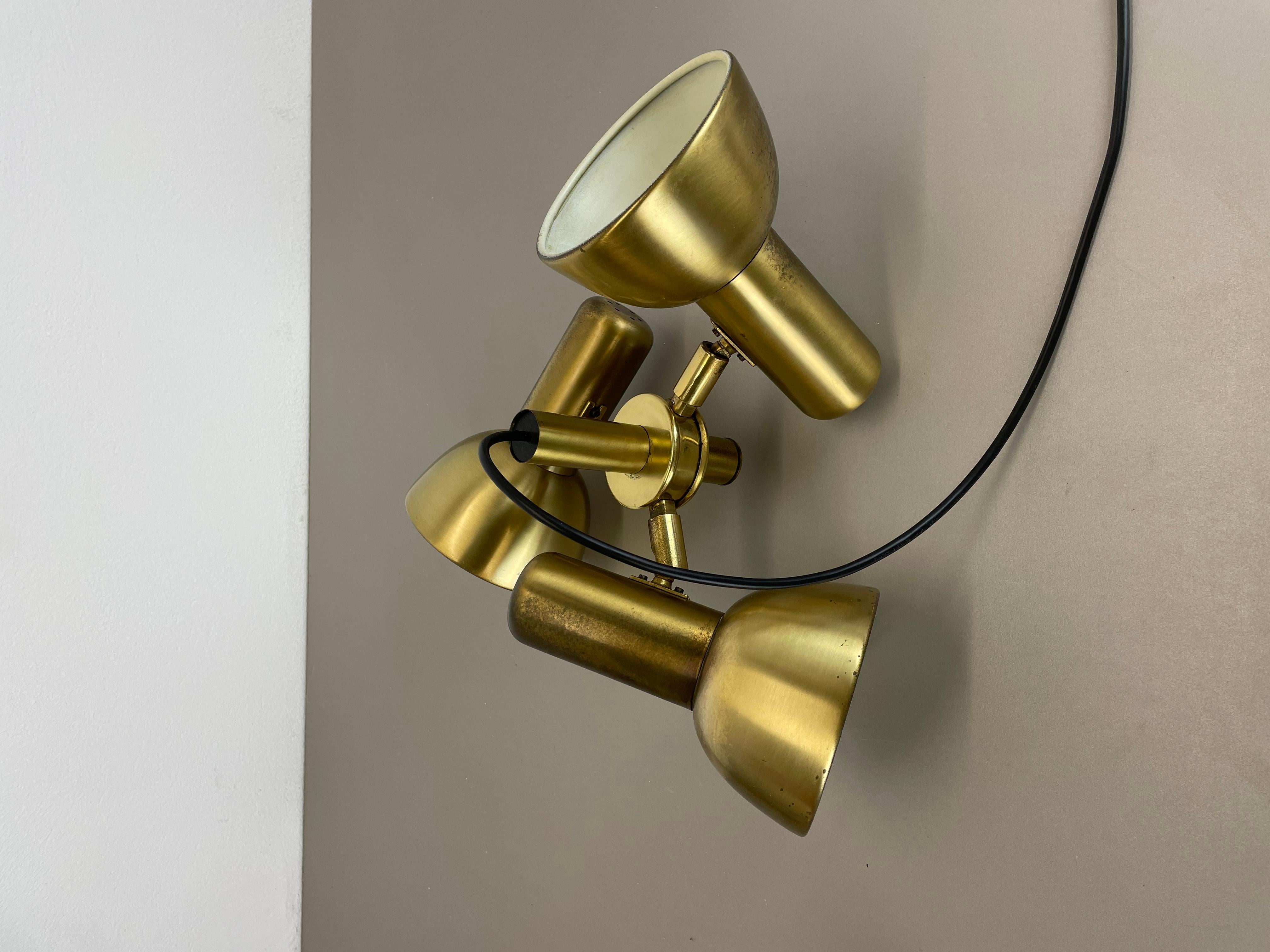 3-Spot Brass Tone Hanging Light Koch and Lowy Style OMI Lighting, Germany, 1970 For Sale 13