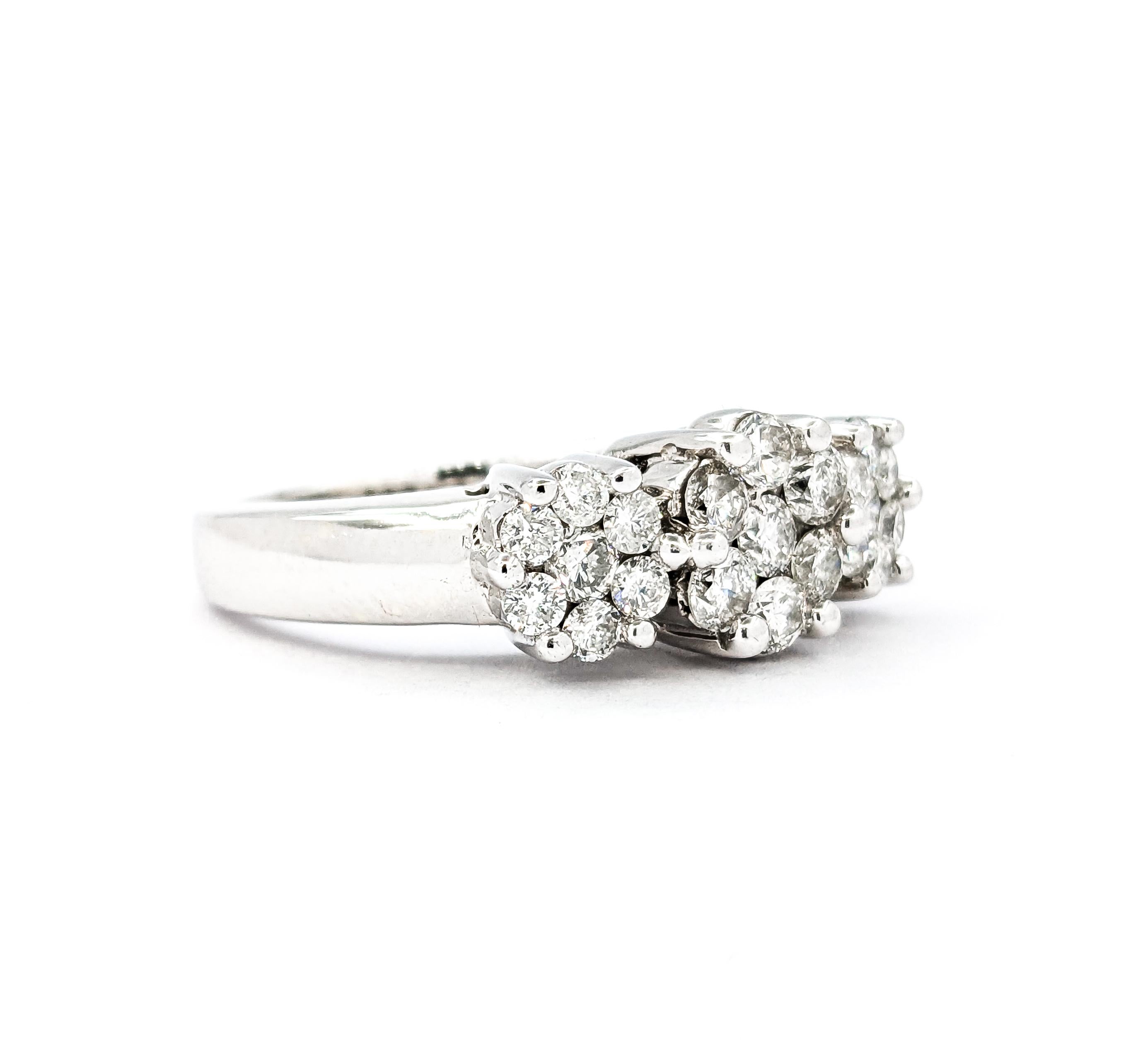 3 Stationen Illusion gefasster Diamantring aus Weißgold Damen