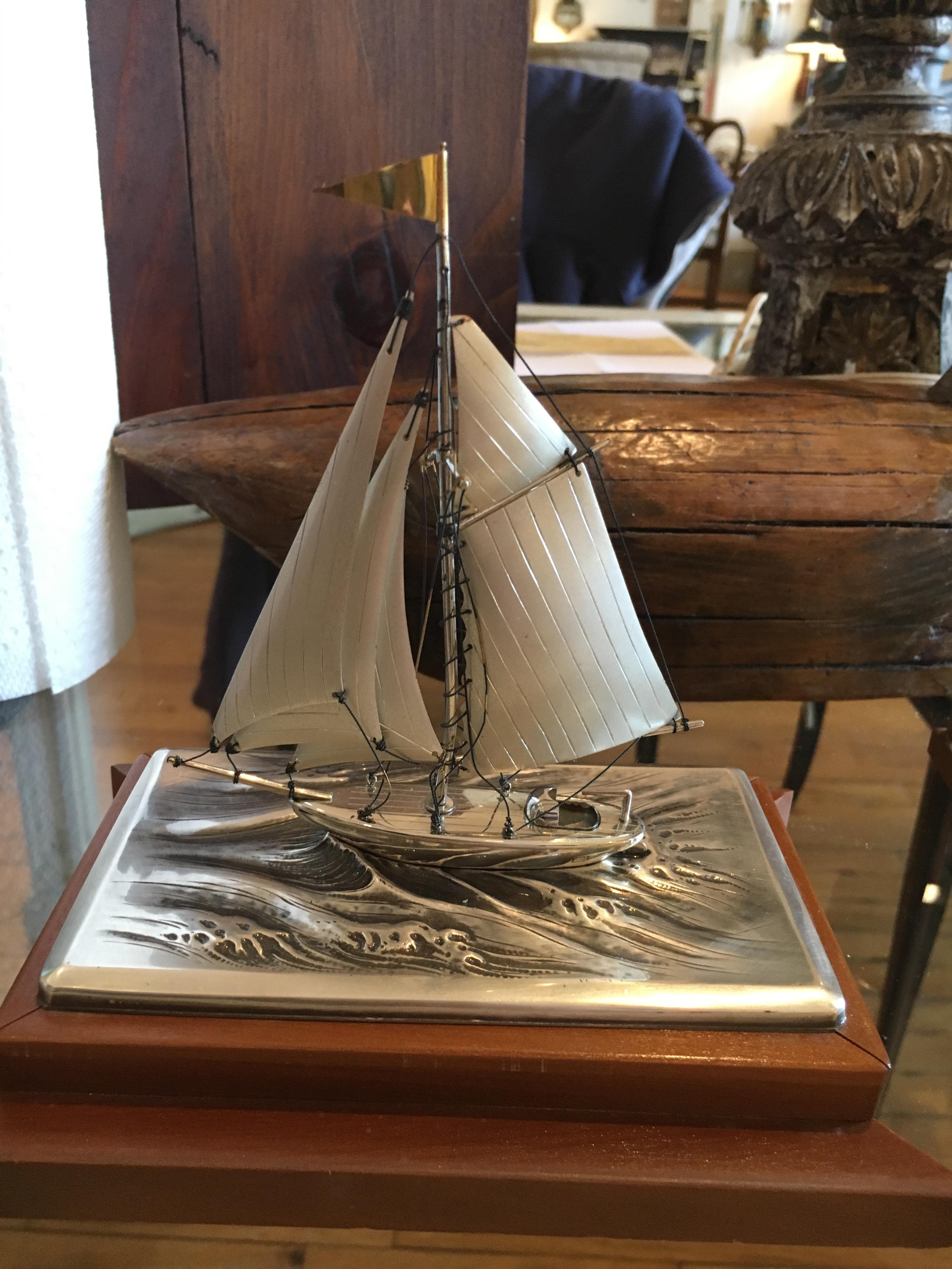 3 Sterling Silber Voll Mast Schiffe in Glas und ebonisiertem Holz Gehäuse Preis pro s im Angebot 4