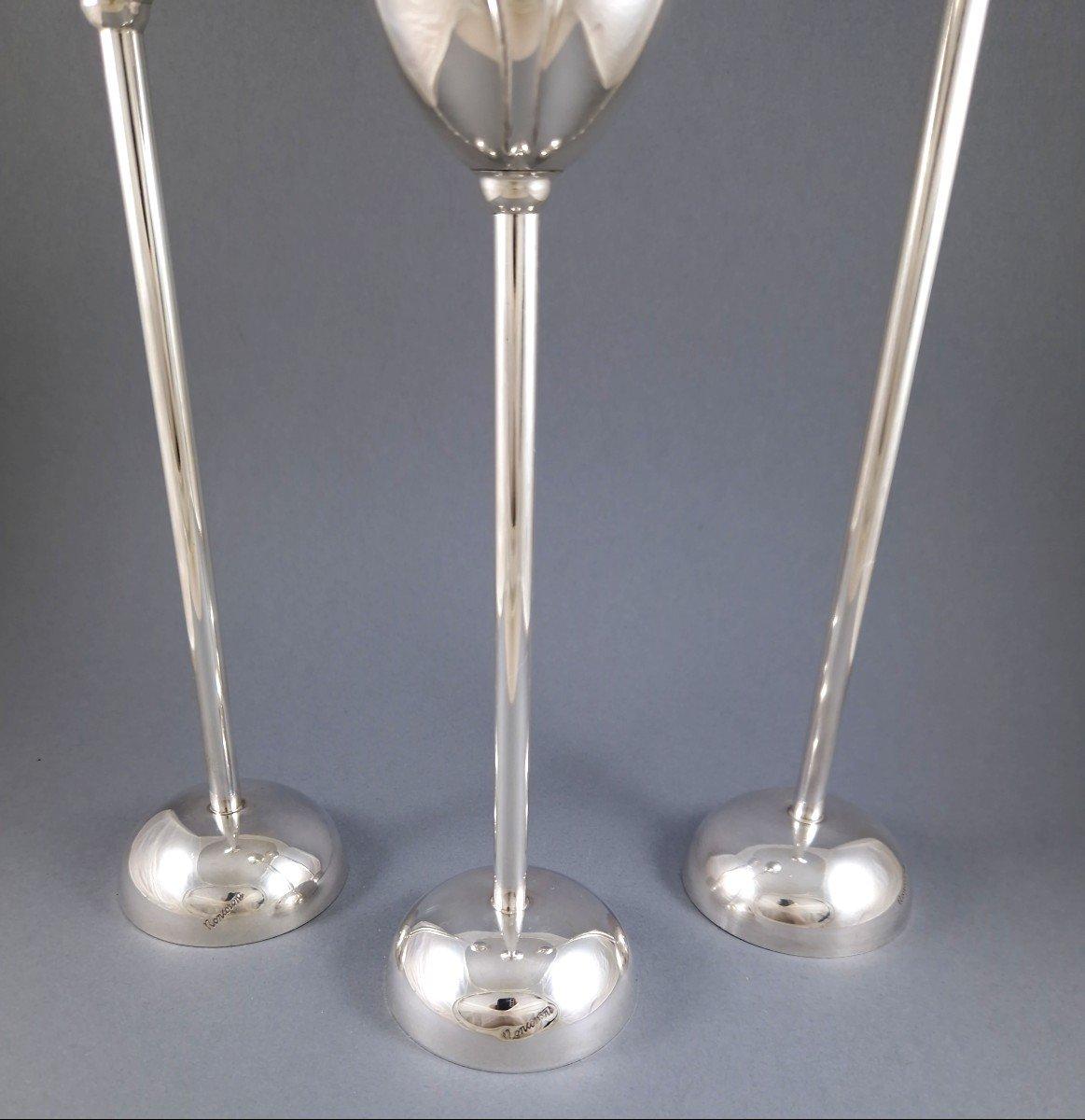 3 candelabros tulipán de plata de ley Italiano en venta