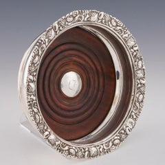 3 Sterling Silver Wine Bottle Coasters London, 1817