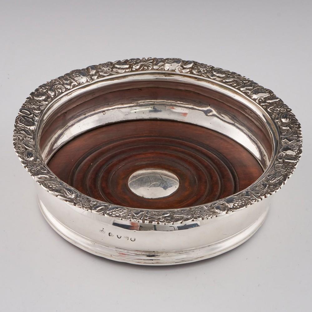 English 3 Sterling Silver Wine Bottle Coasters London, 1817 For Sale