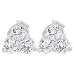 3-stone 0.90ct Diamond Earrings set in 18K White Gold